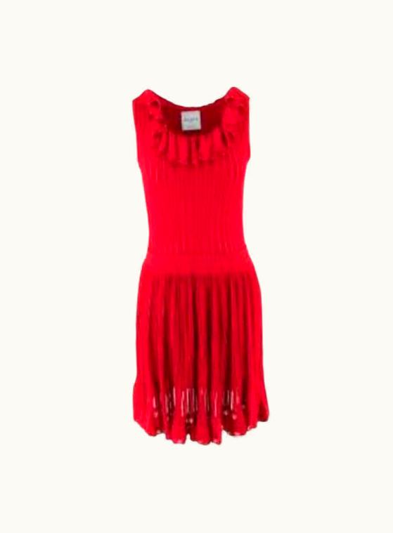 Alaia Alaia Edition Ete 1992 Red Pleated Stretch Knit Dress