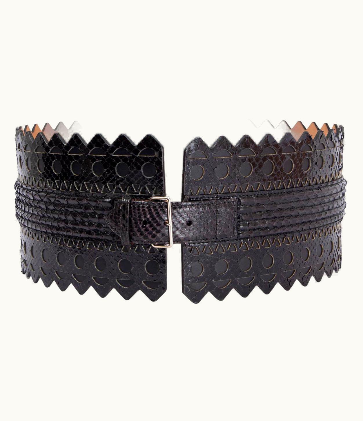 Alaia Alaia Black Python Vienne Wave Corset Waist Belt