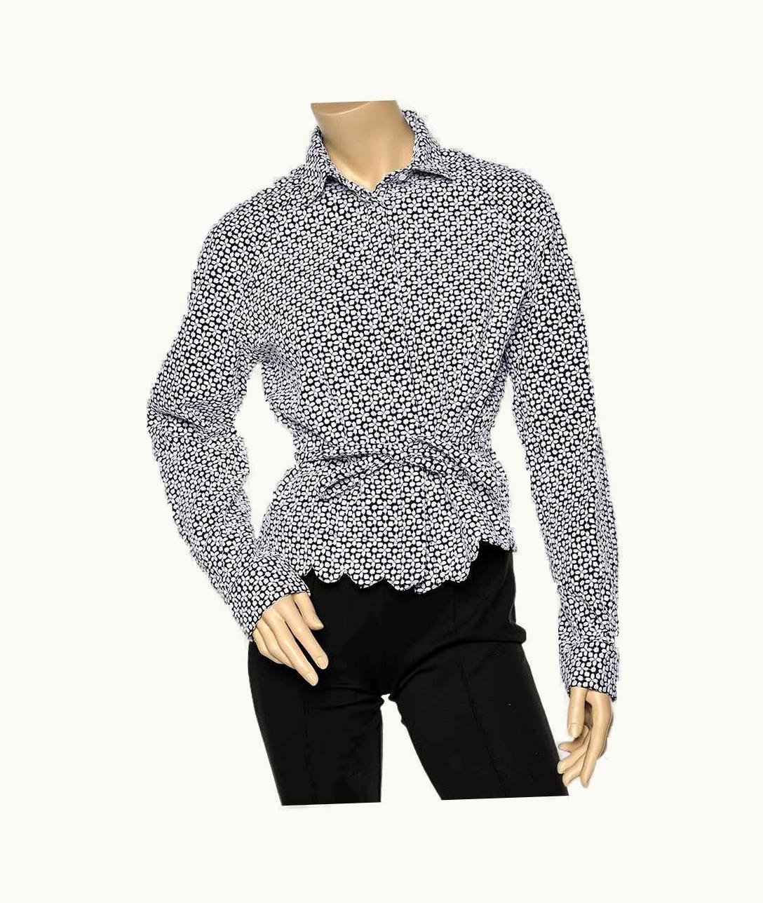 Alaia Alaia Monochrome Embroidered Cotton Belted Button Front Jacket