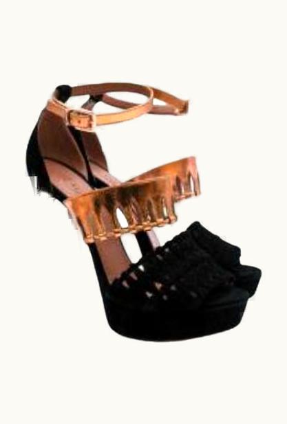 Alaia Alaia Black Suede & Rose Gold Leather Platform Heeled Sandals UZ0587497