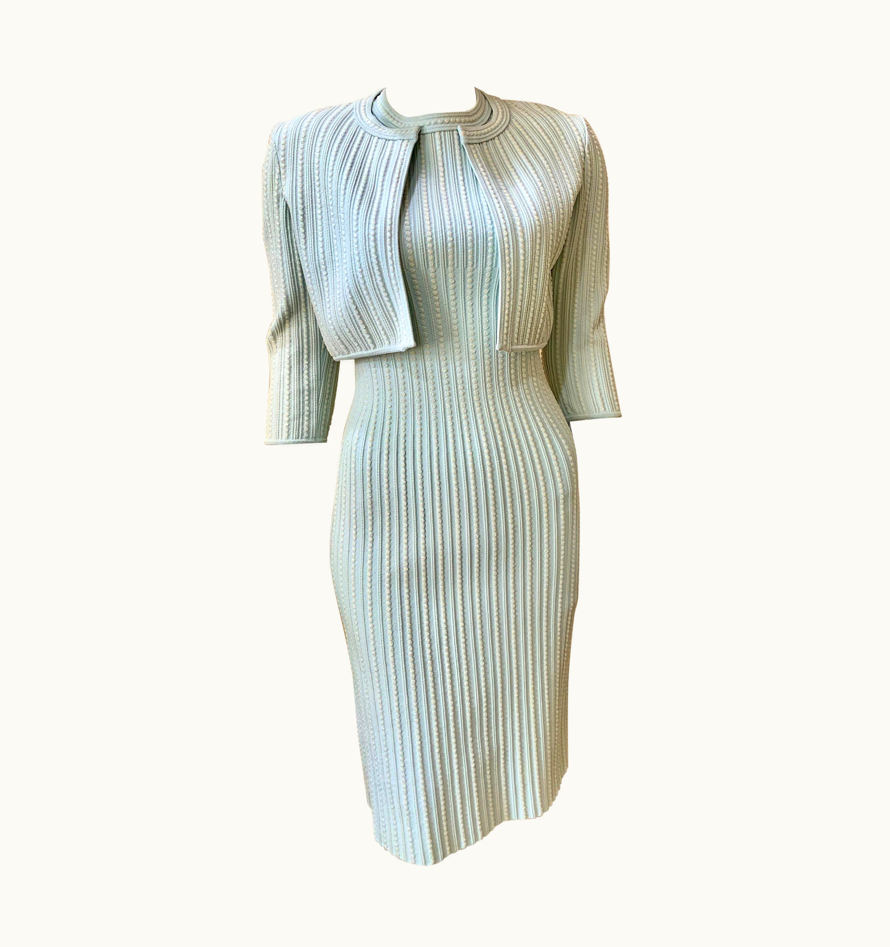 Alaia Alaia Baby Blue Ensemble Dress And Crop Jacket