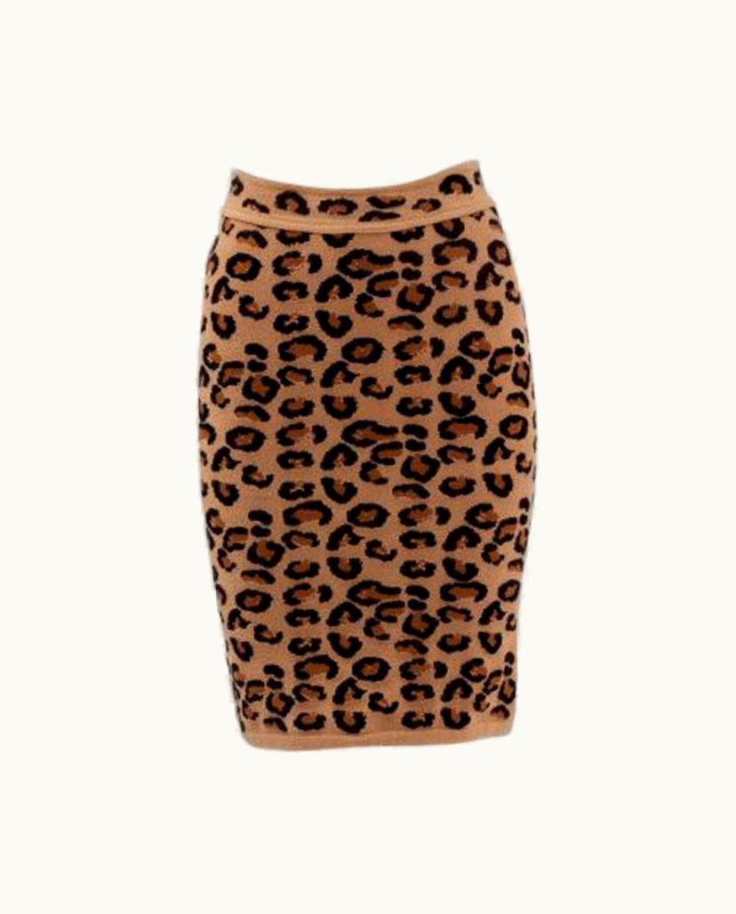 Alaia Alaia Leopard Print Knit Pencil Skirt, Fall-Winter 1992
