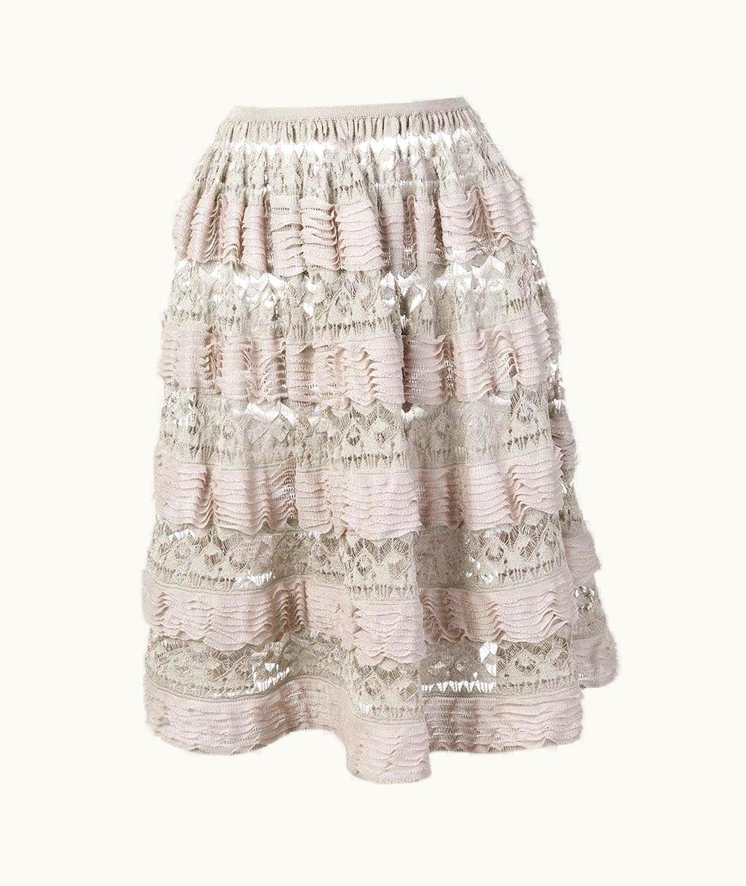 Alaia 2000s Alaïa Vintage Silk Midi Skirt With Cut-out Details