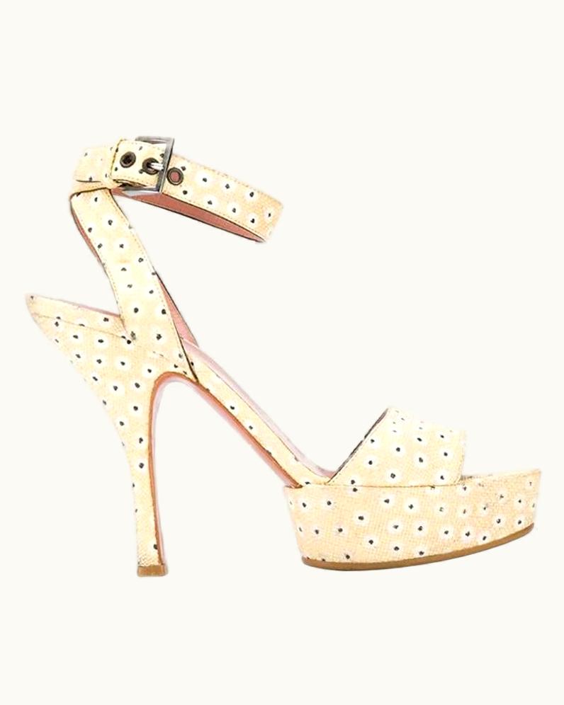 Alaia 2000s Alaïa Pastel Yellow High Heeled Flowers Sandals With Platform