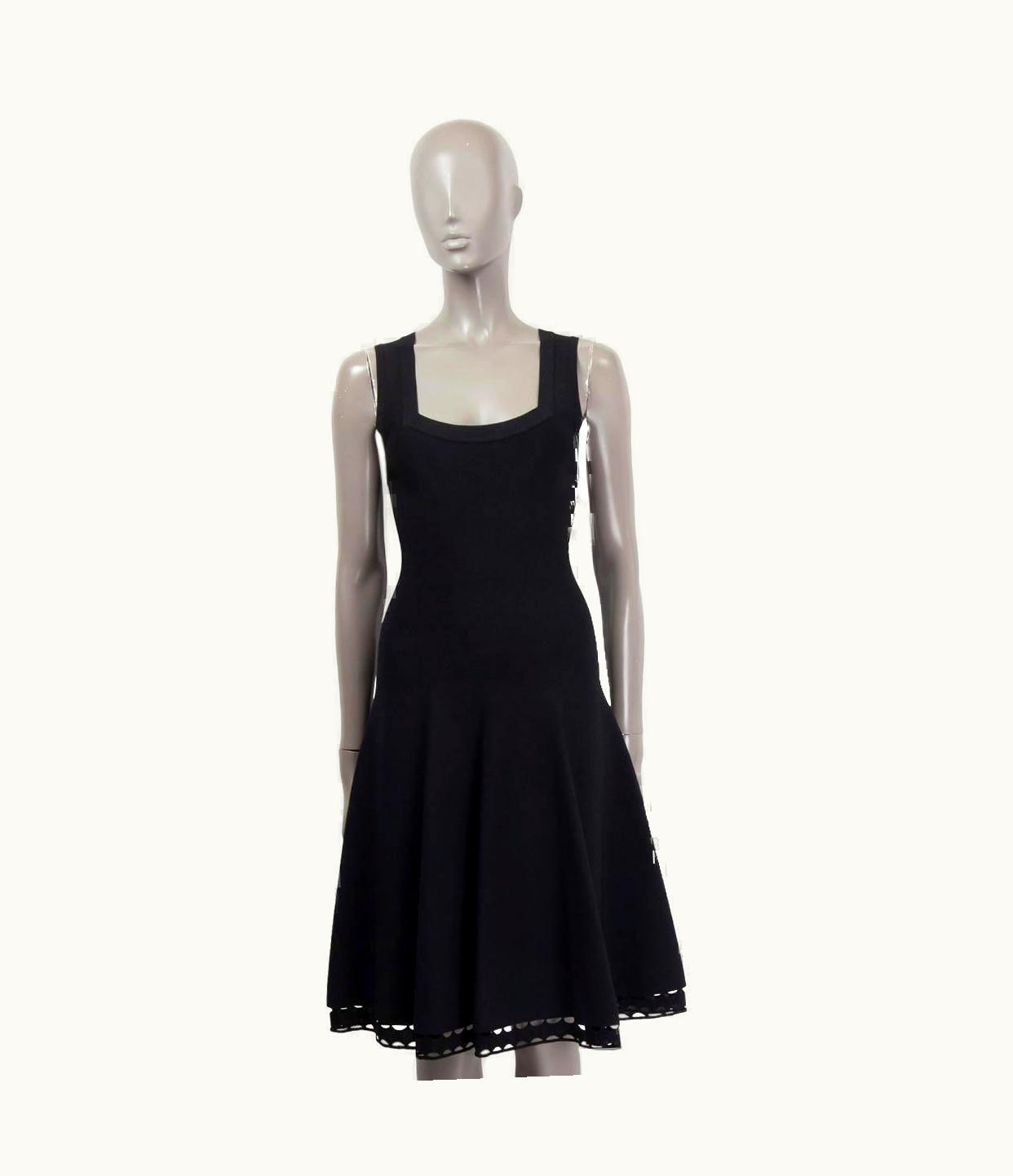 Alaia Alaia Black Viscose Perforated Hem Sleeveless Knit Dress