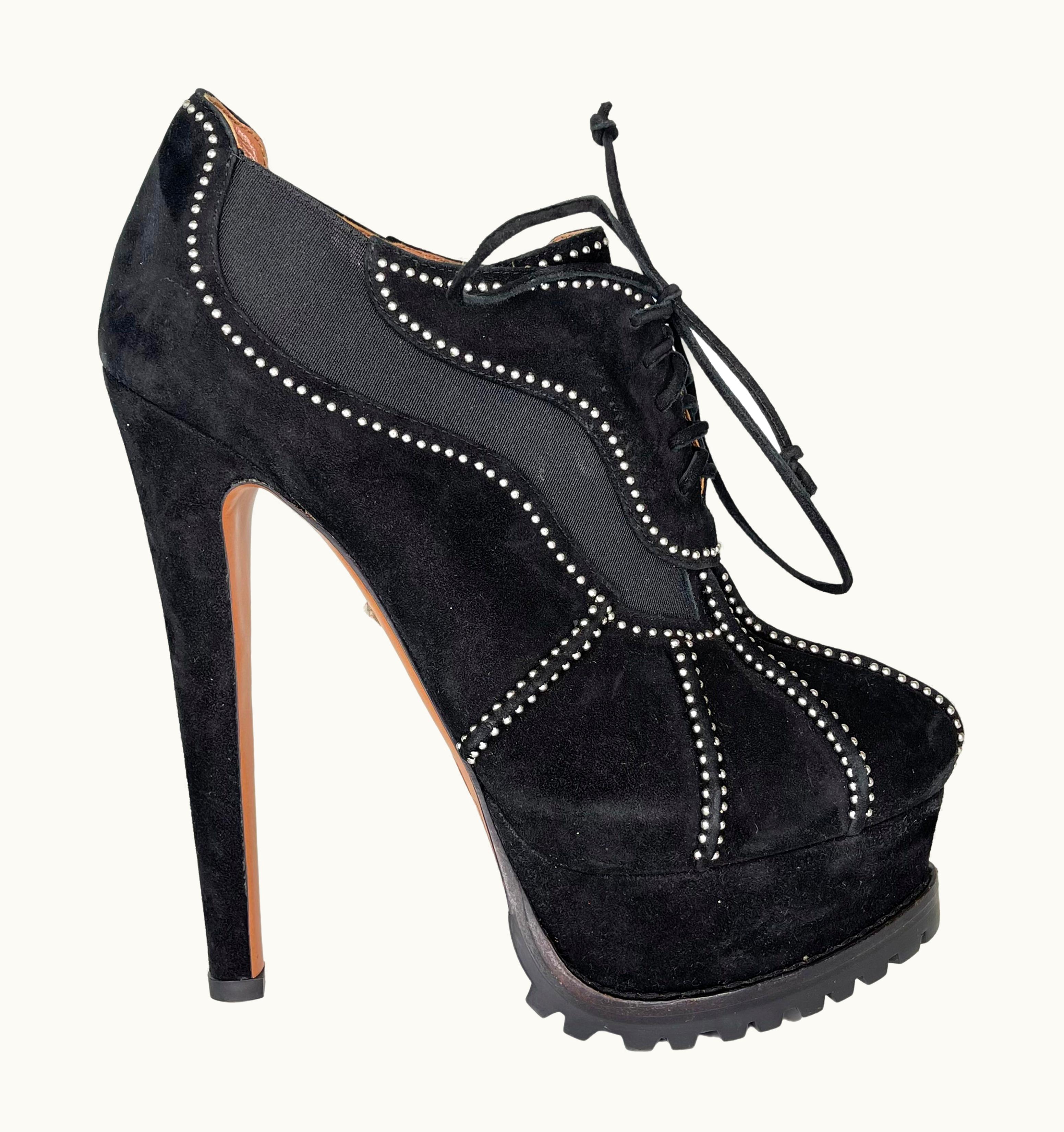 Alaia Alaia Ankle Black Suede Studded Stiletto Hiking Boot (39 Eu)