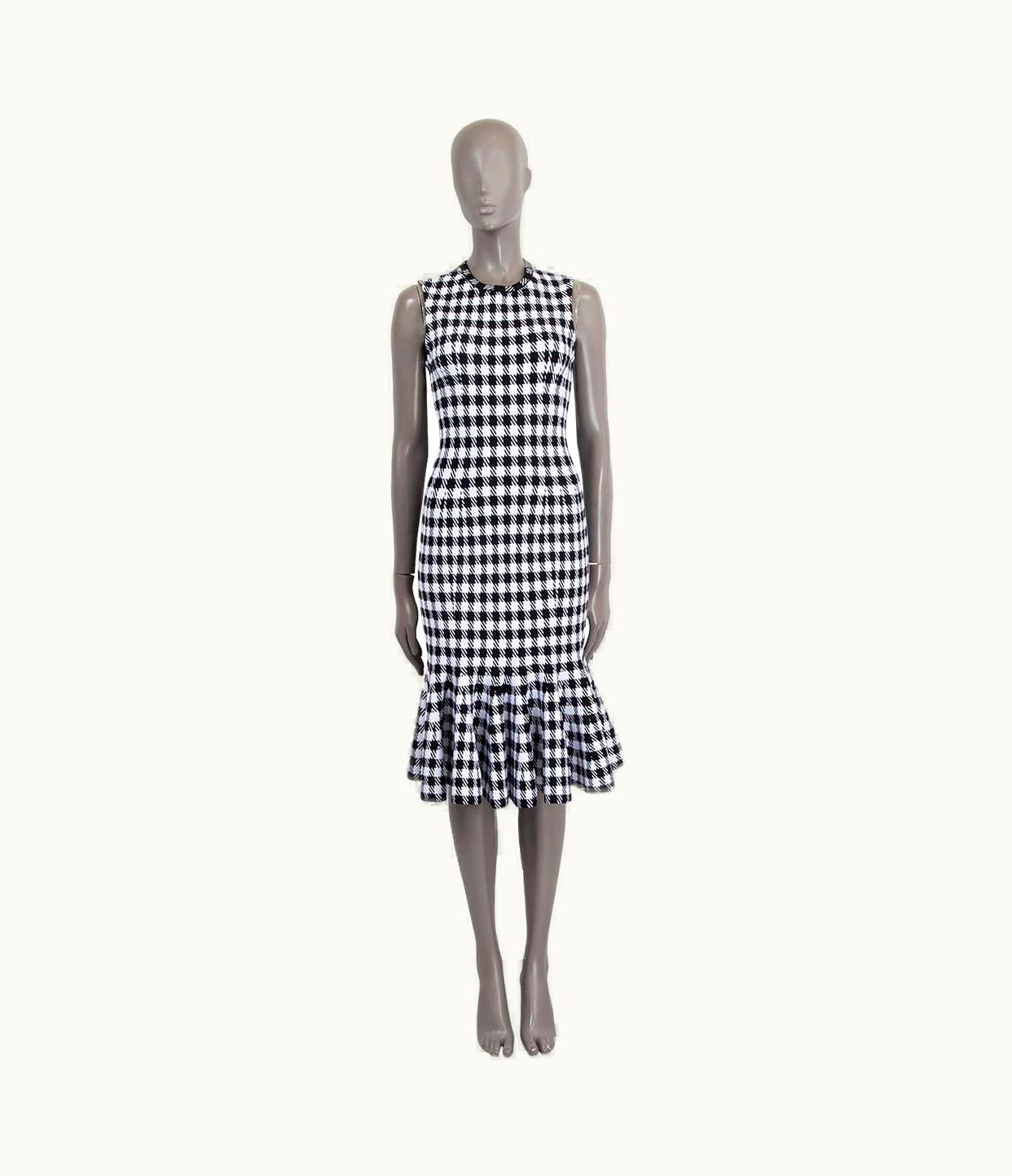 Alaia Alaia Black White Viscose Houndstooth Mermaid Mini Dress