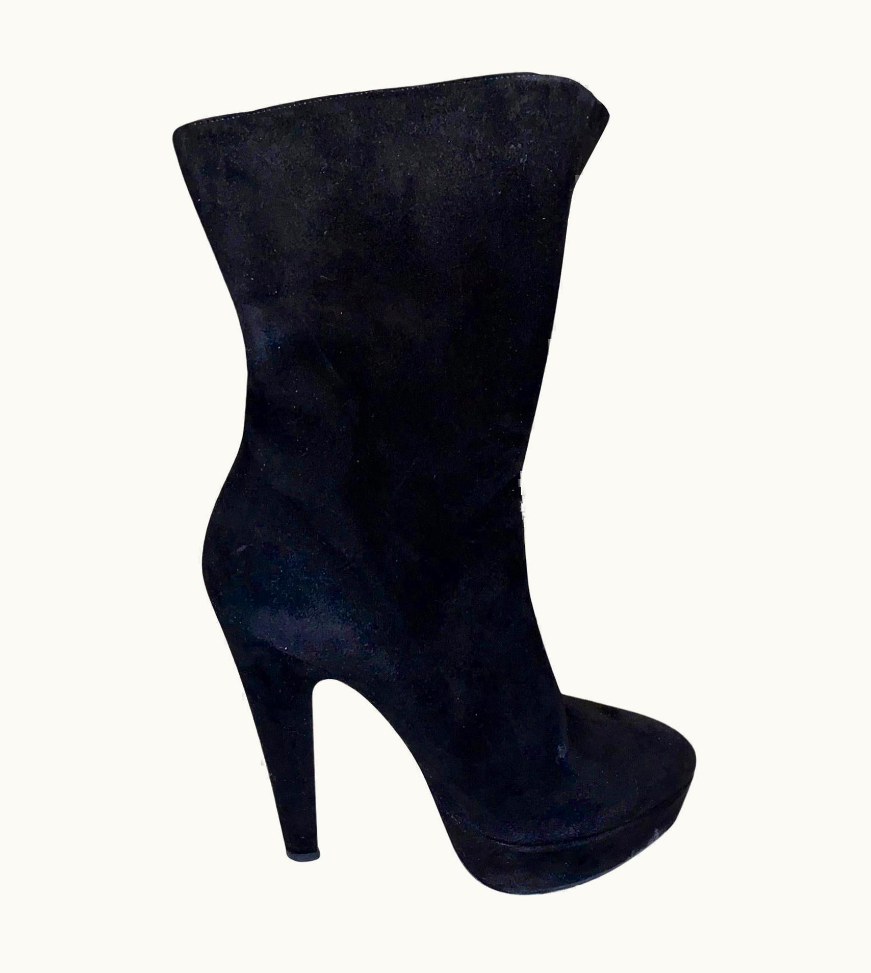 Alaia Unworn Alaia Black Suede Platform Lace Up Boots Booties High Heels