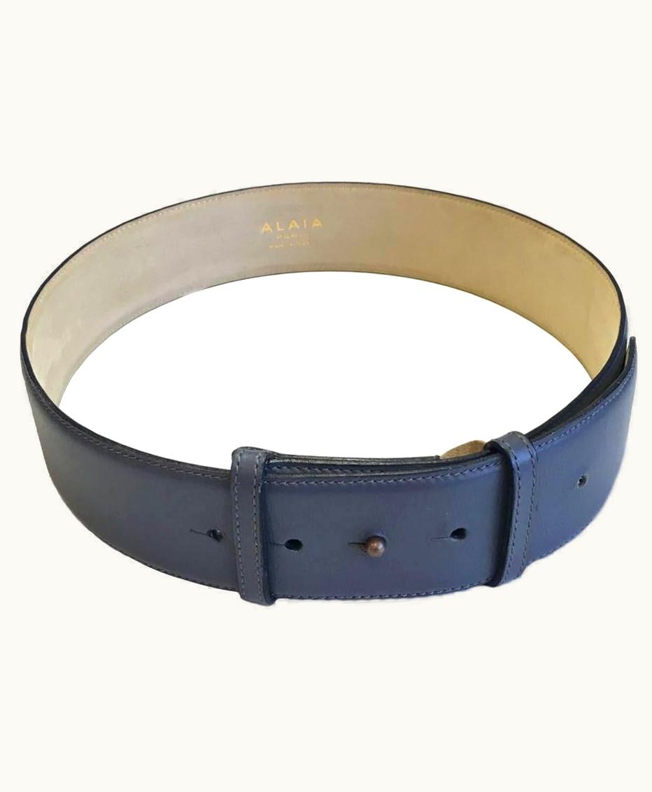 Alaia ALAÏA Belt In Dark Gray Leather And Beige Suede 5fr