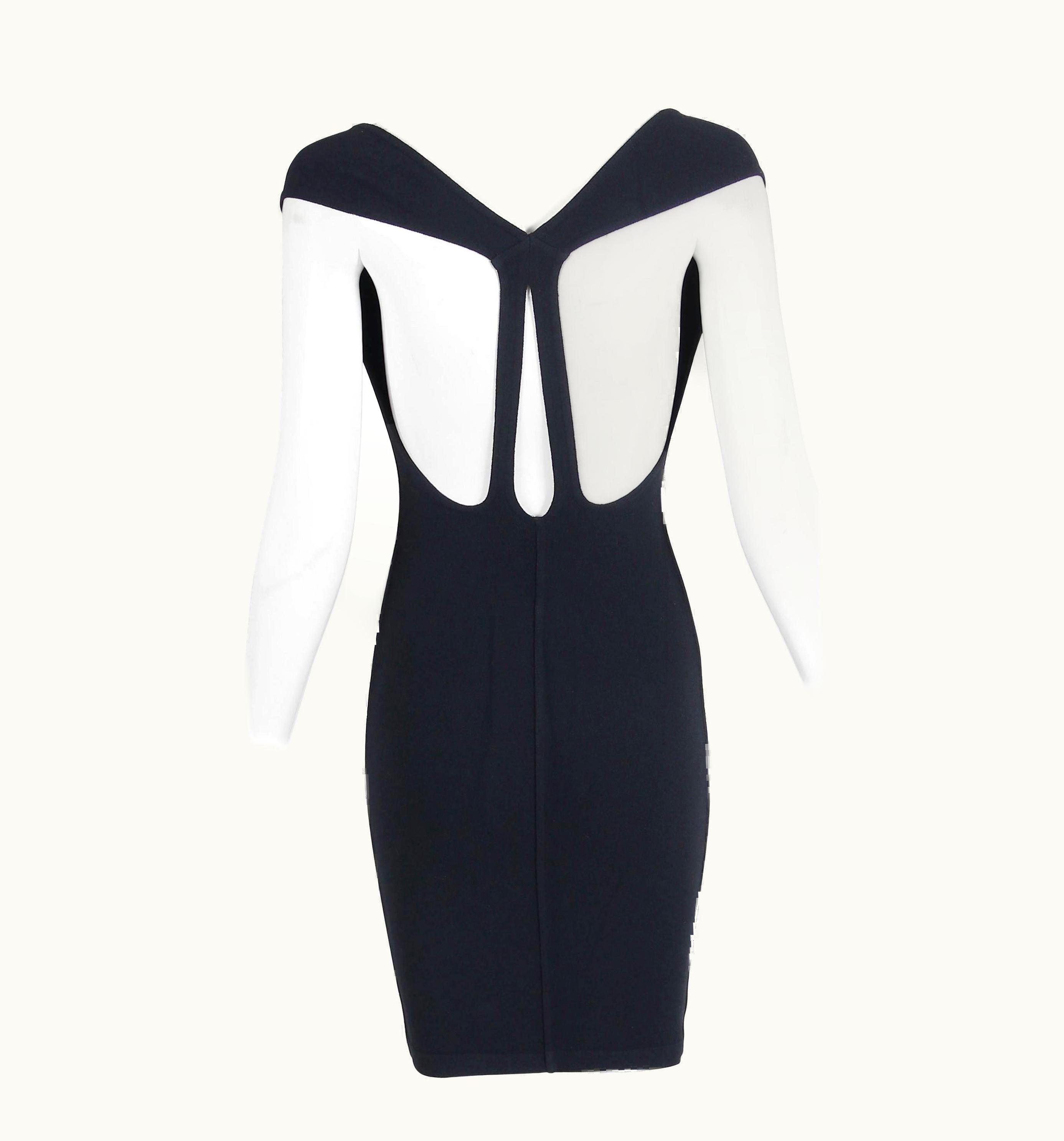 Alaia Alaia Black Stretch Bodycon Sleeveless Mini Dress W/Cutout Back Detail