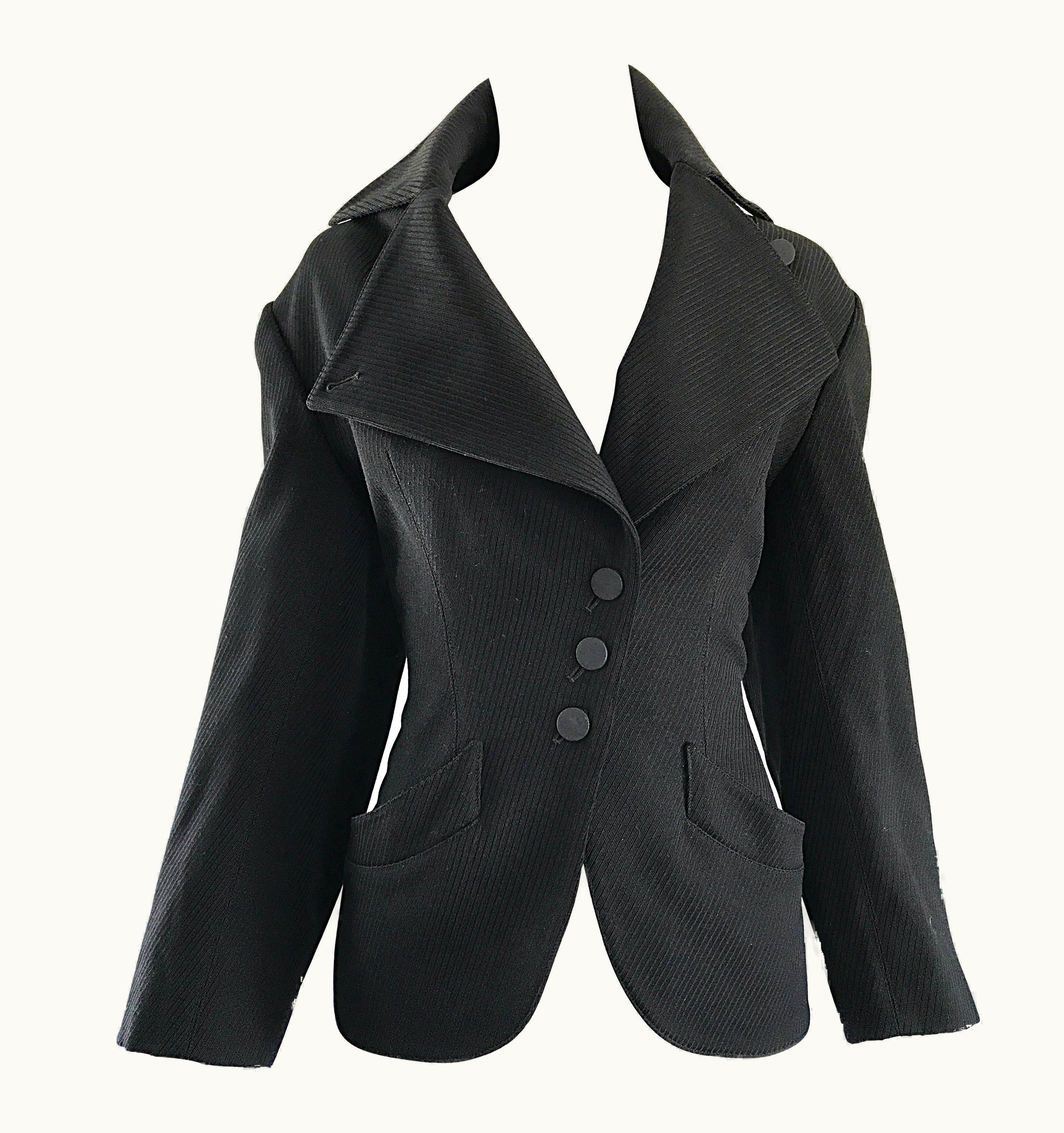 Alaia Rare Vintage Alaia 1980s Musuem Held Avant Garde Wasp Waist 80s Fitted Jacket