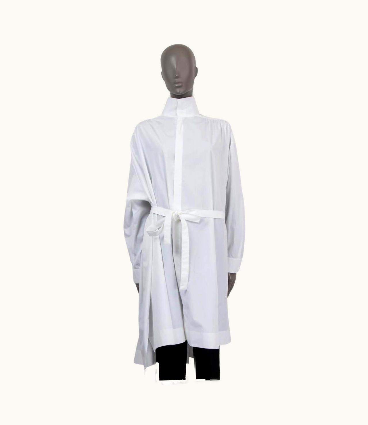 Alaia Alaia White Cotton Oversized Slit Back Belted Poplin Shirt