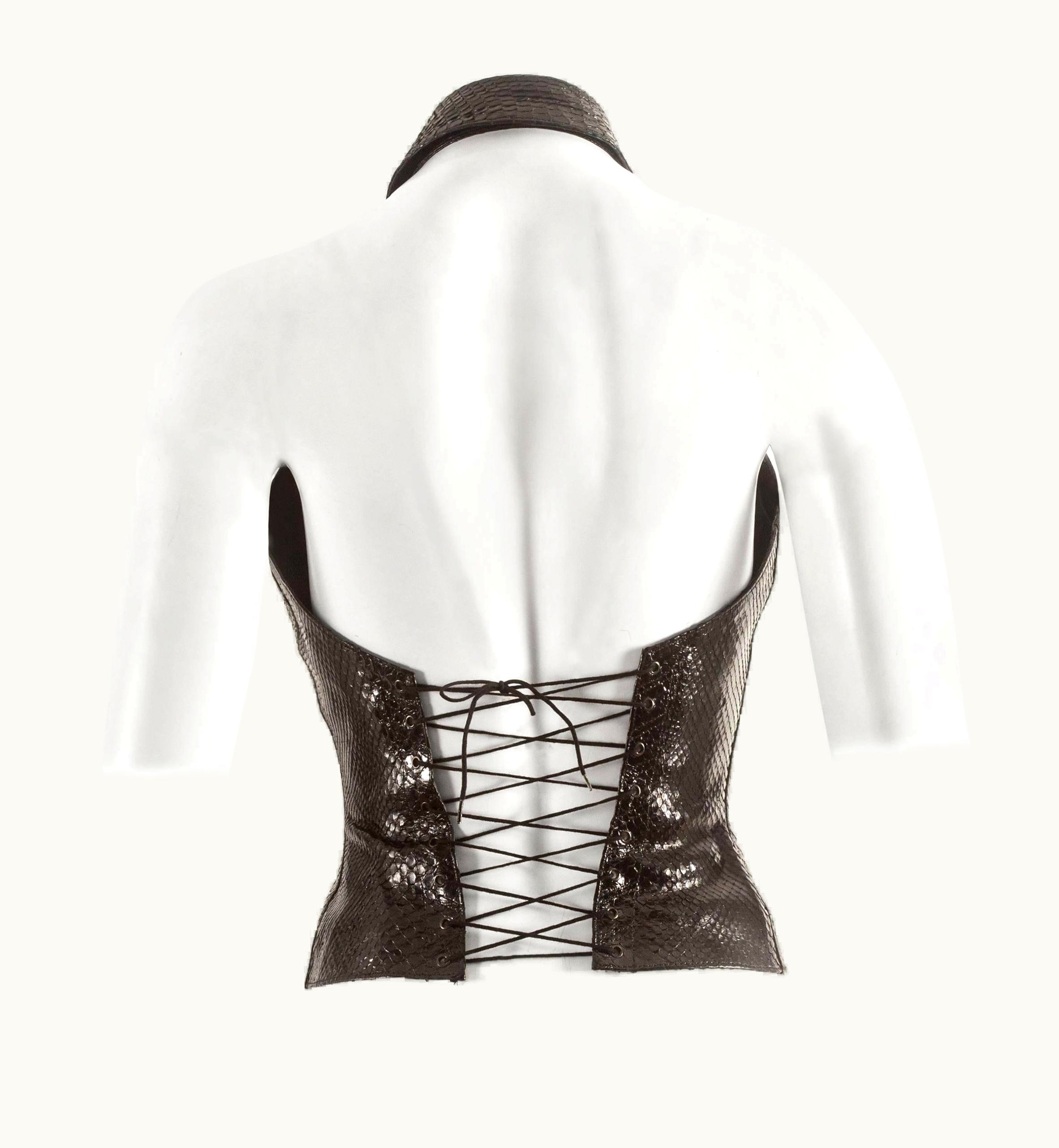 Alaia Alaia Black Python Waistcoat With Lace Up Back Fastening, Autumn-Winter 1990