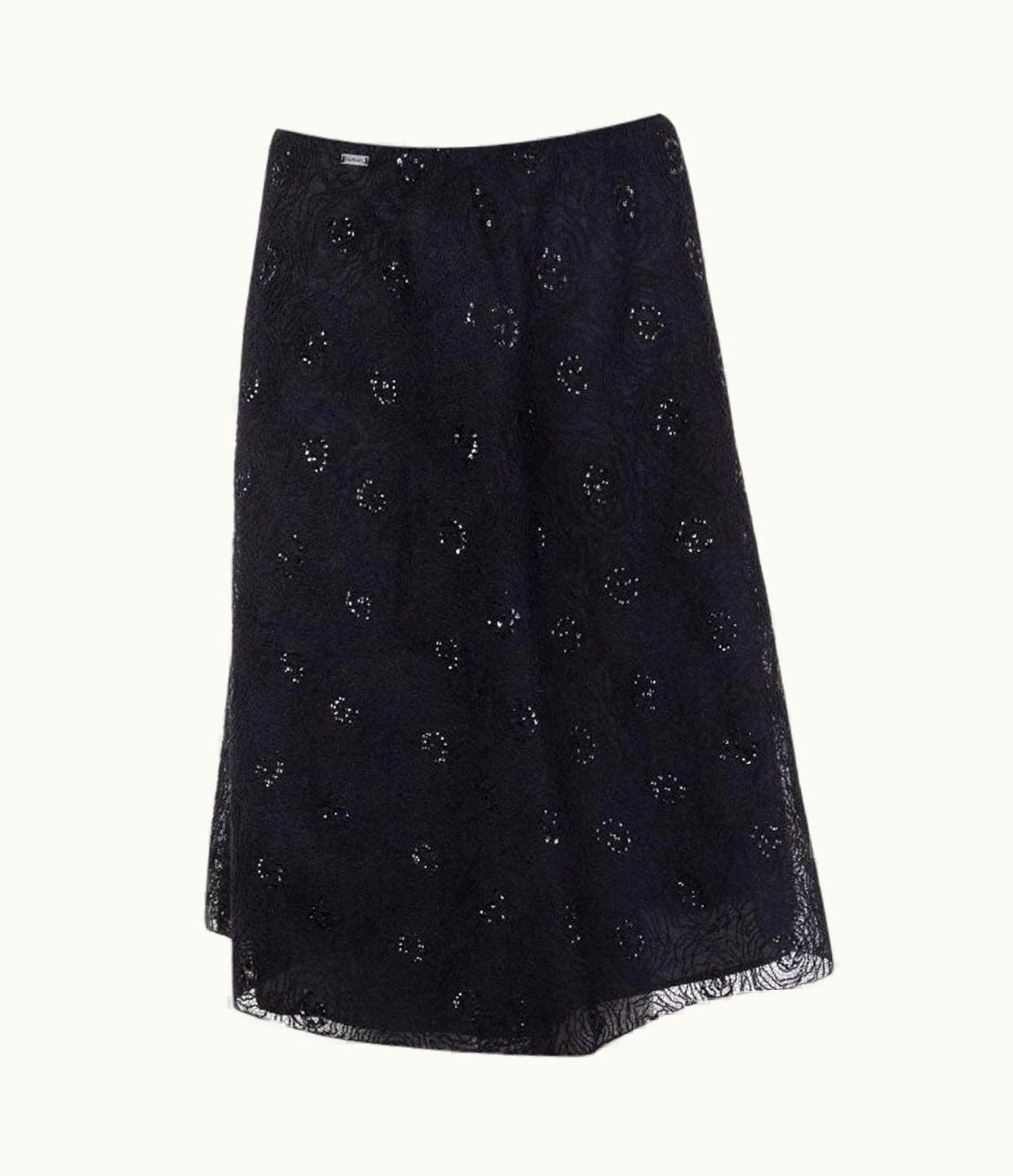 Chanel Chanel Black Sequin Embroidered Tulle Skirt