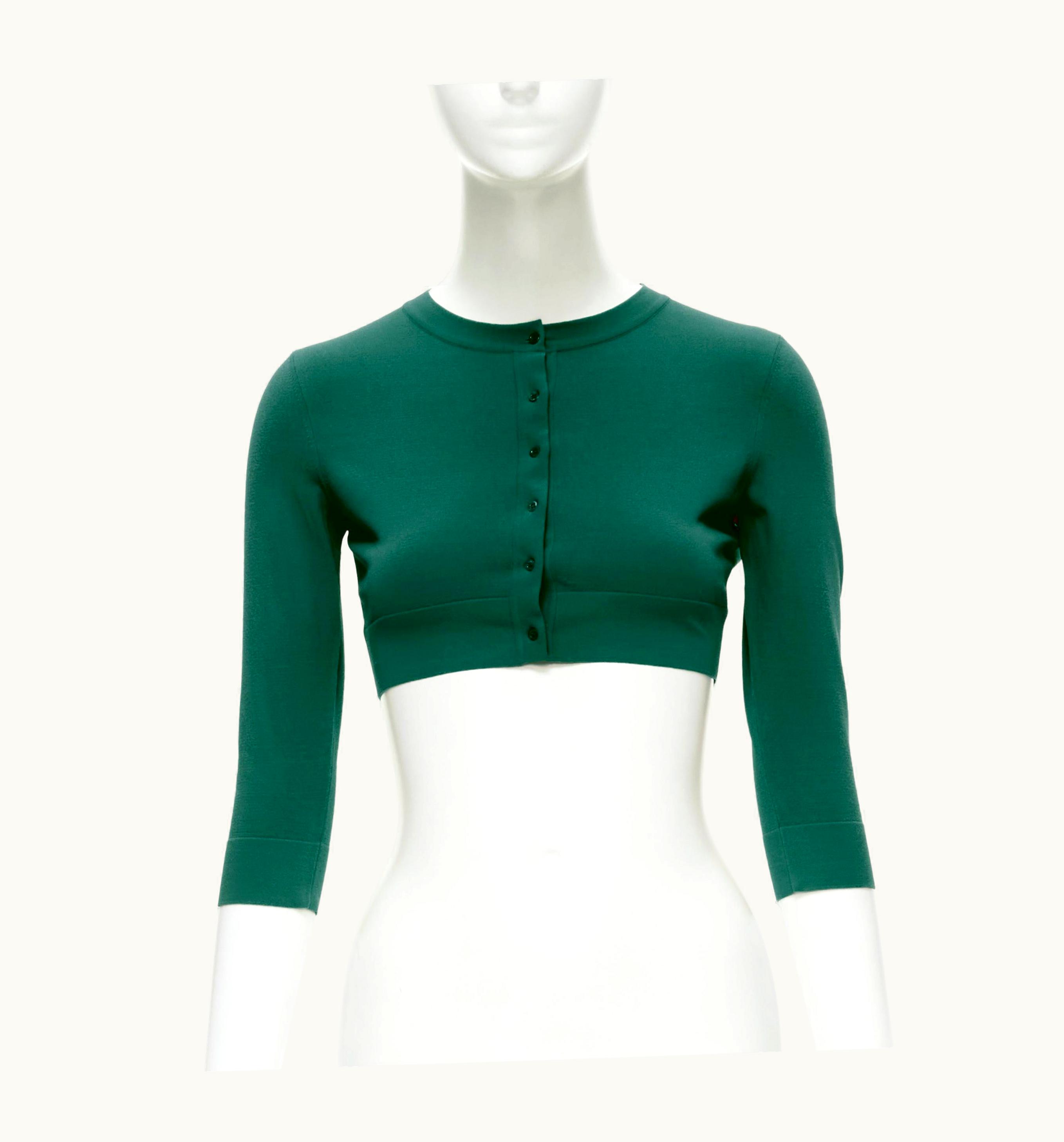 Alaia Alaia Signature Cropped Stretch Button Cardigan Bleu Canard Teal