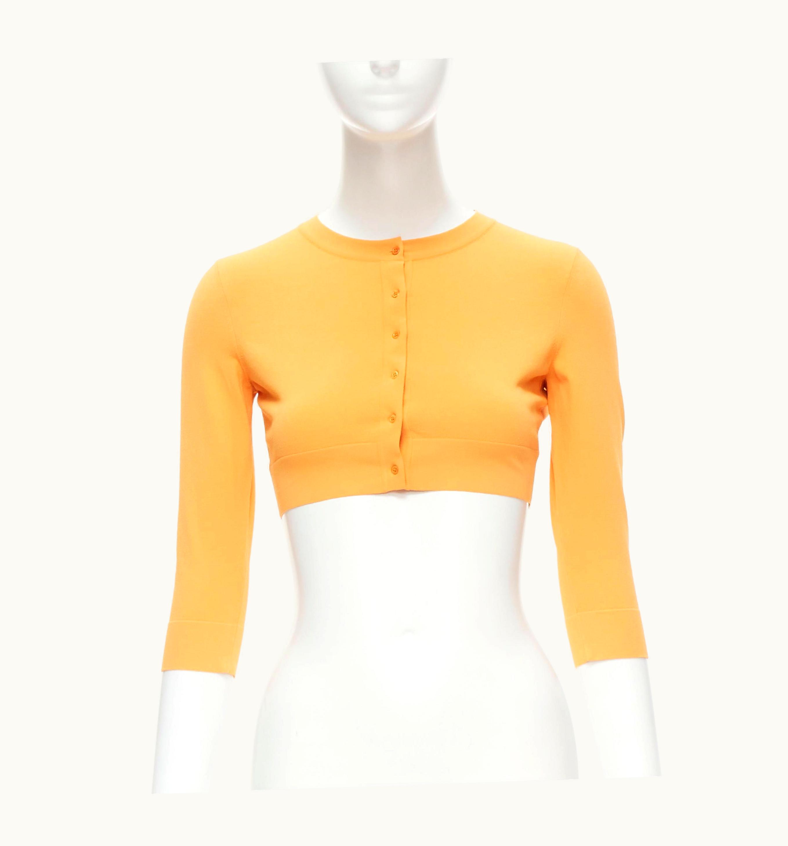 Alaia Alaia Signature Cropped Stretch Knit Button Cardigan Ocre Orange