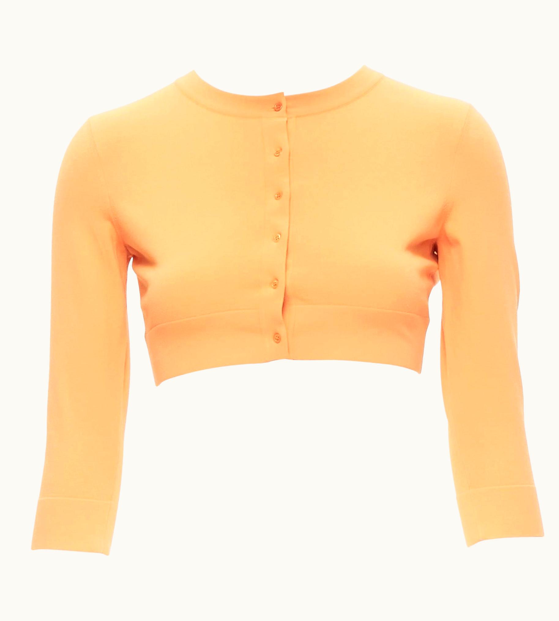 Alaia Alaia Signature Cropped Stretch Knit Button Cardigan Peche Orange