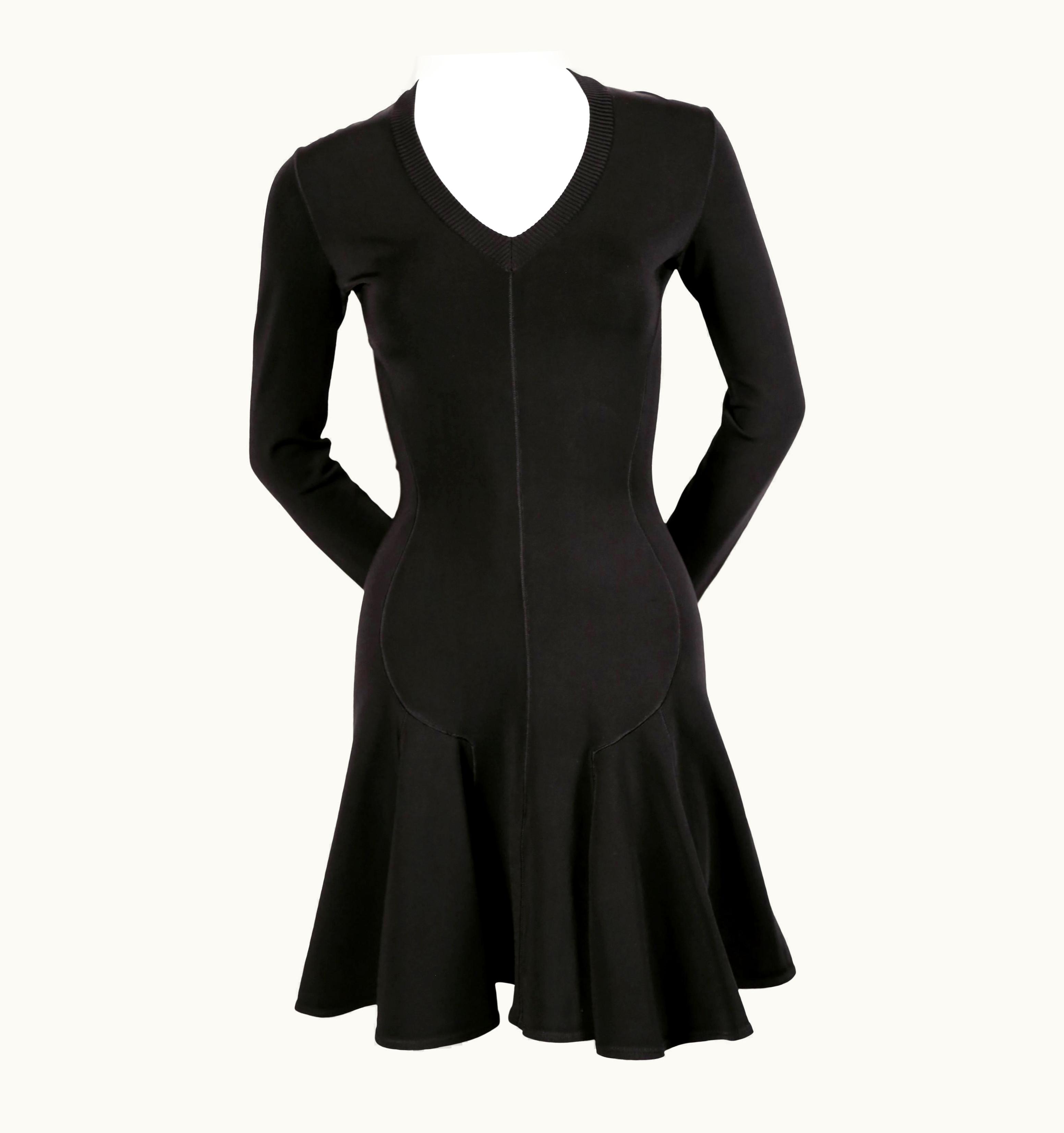 Alaia Azzedine Alaia Black Skater Dress With V-neckline And Long Sleeves, 1990s UZ0587678