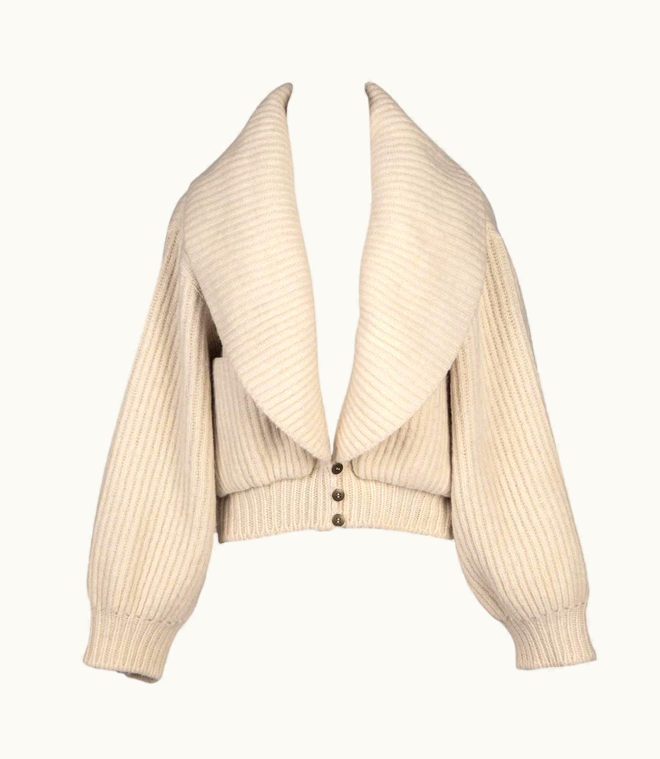Alaia Azzedine ALAÏA Documented Ivory Wool Knit Runway Cardigan Jacket, AW