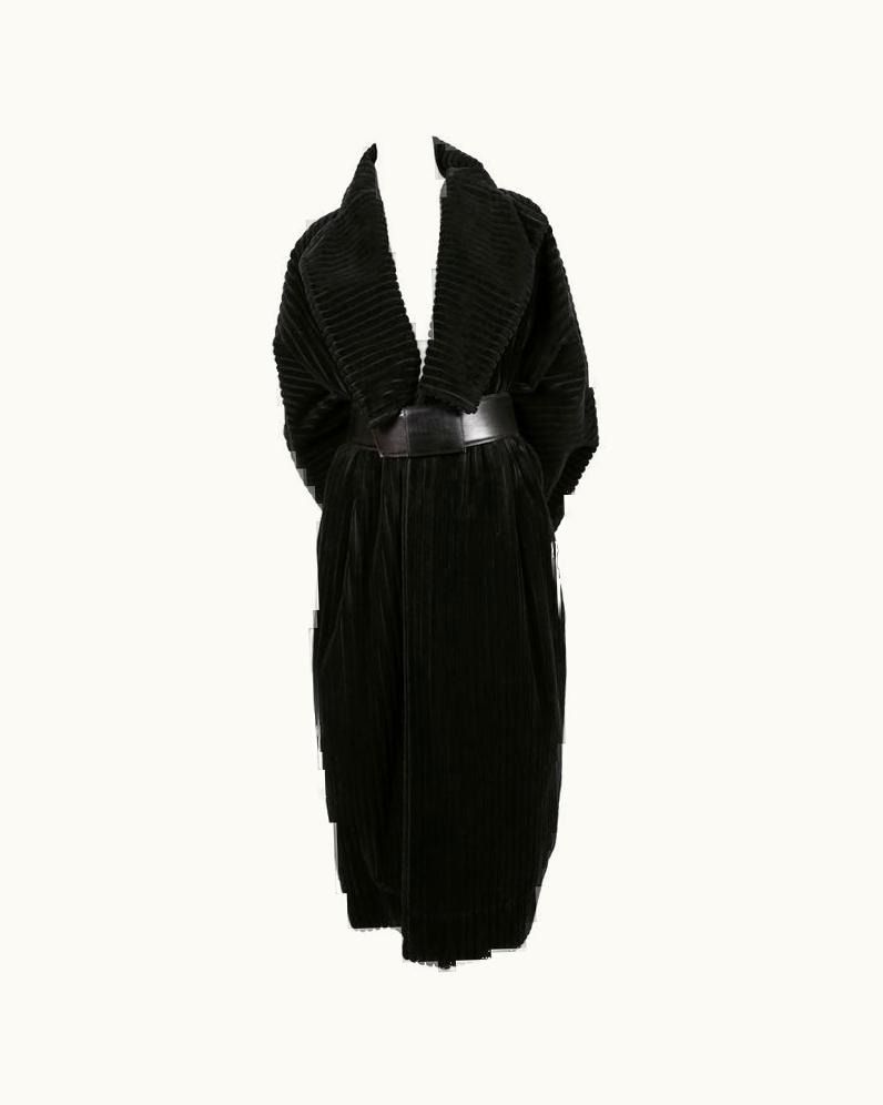 Alaia 1984 Azzzedine Alaia Black Elephant Cord Coat