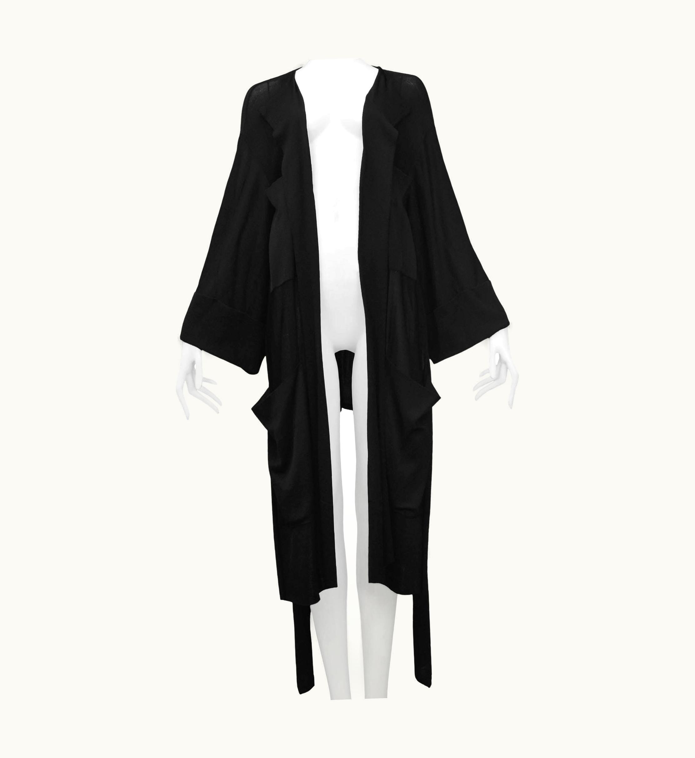 Alaia Rare Azzedine Alaia Black Woven Kimono Cardigan Duster 1985