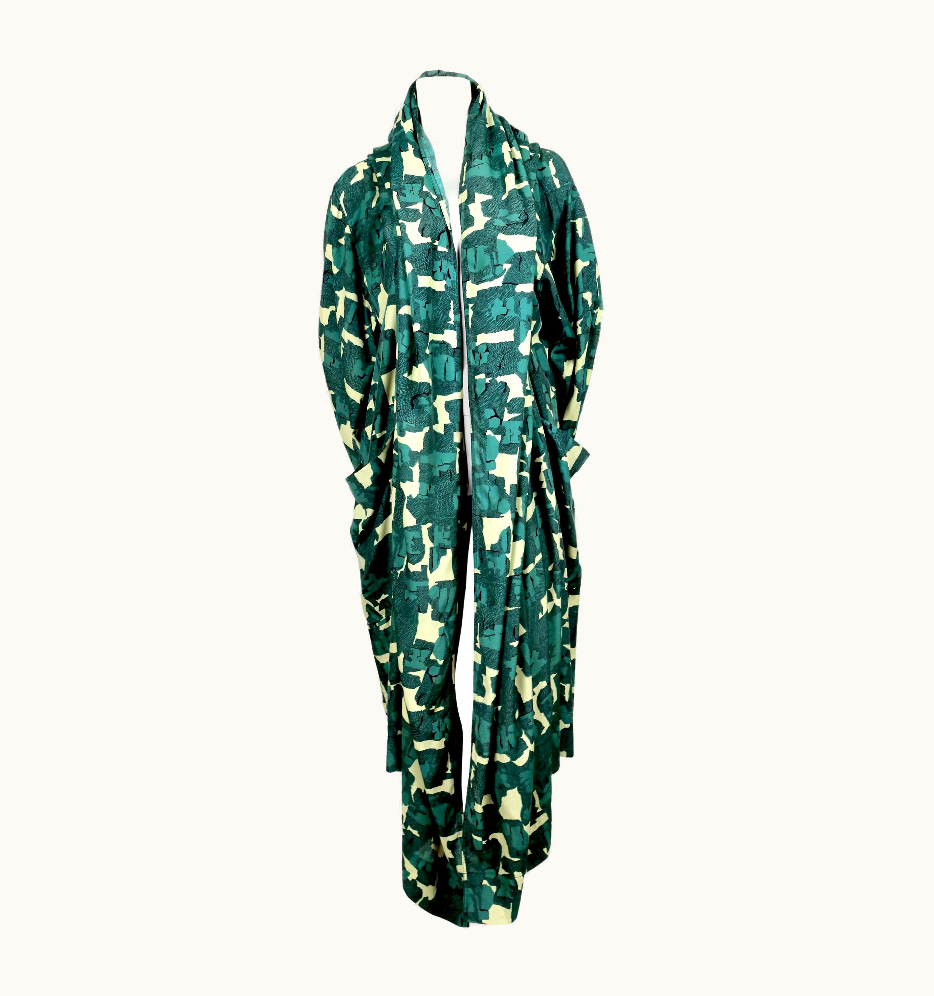 Alaia 1985 Azzedine Alaia Hooded Kimono Coat With Print By Christoph Von Weyhe