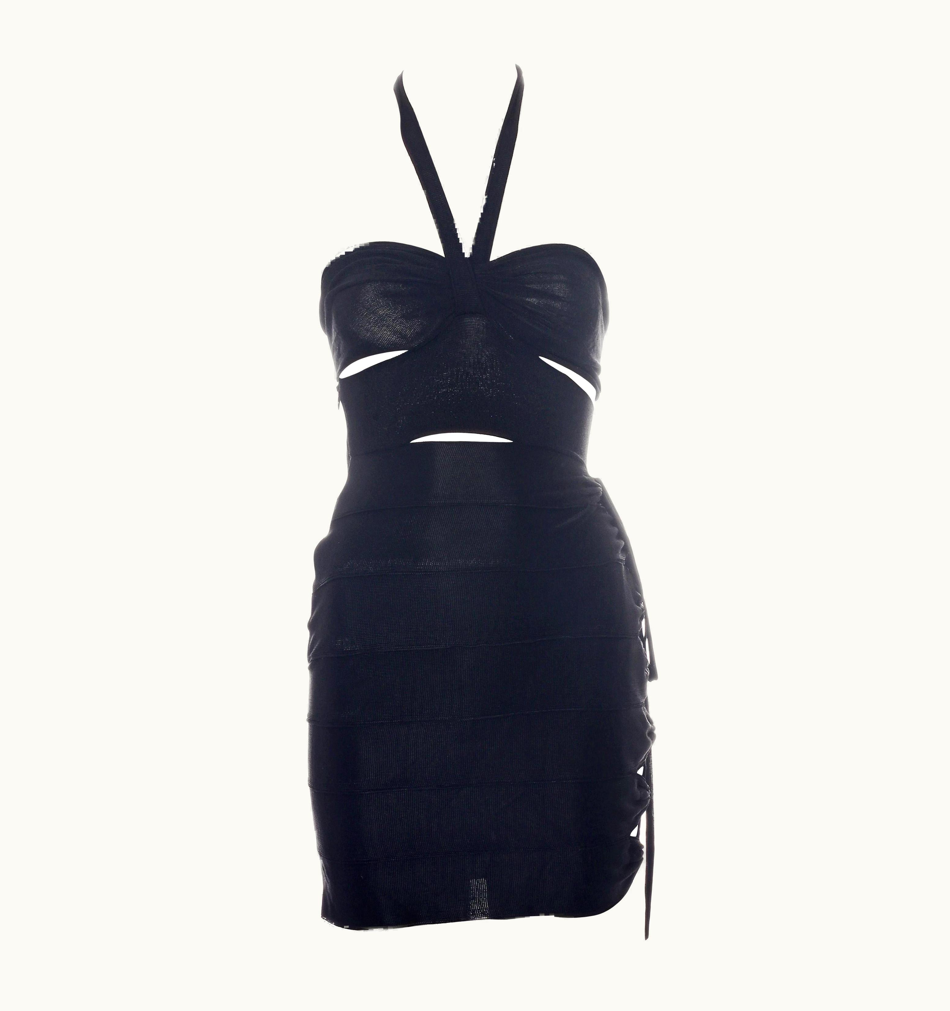 Alaia Azzedine Alaia Black Acetate Halter-neck Mini Dress, S/S 1986