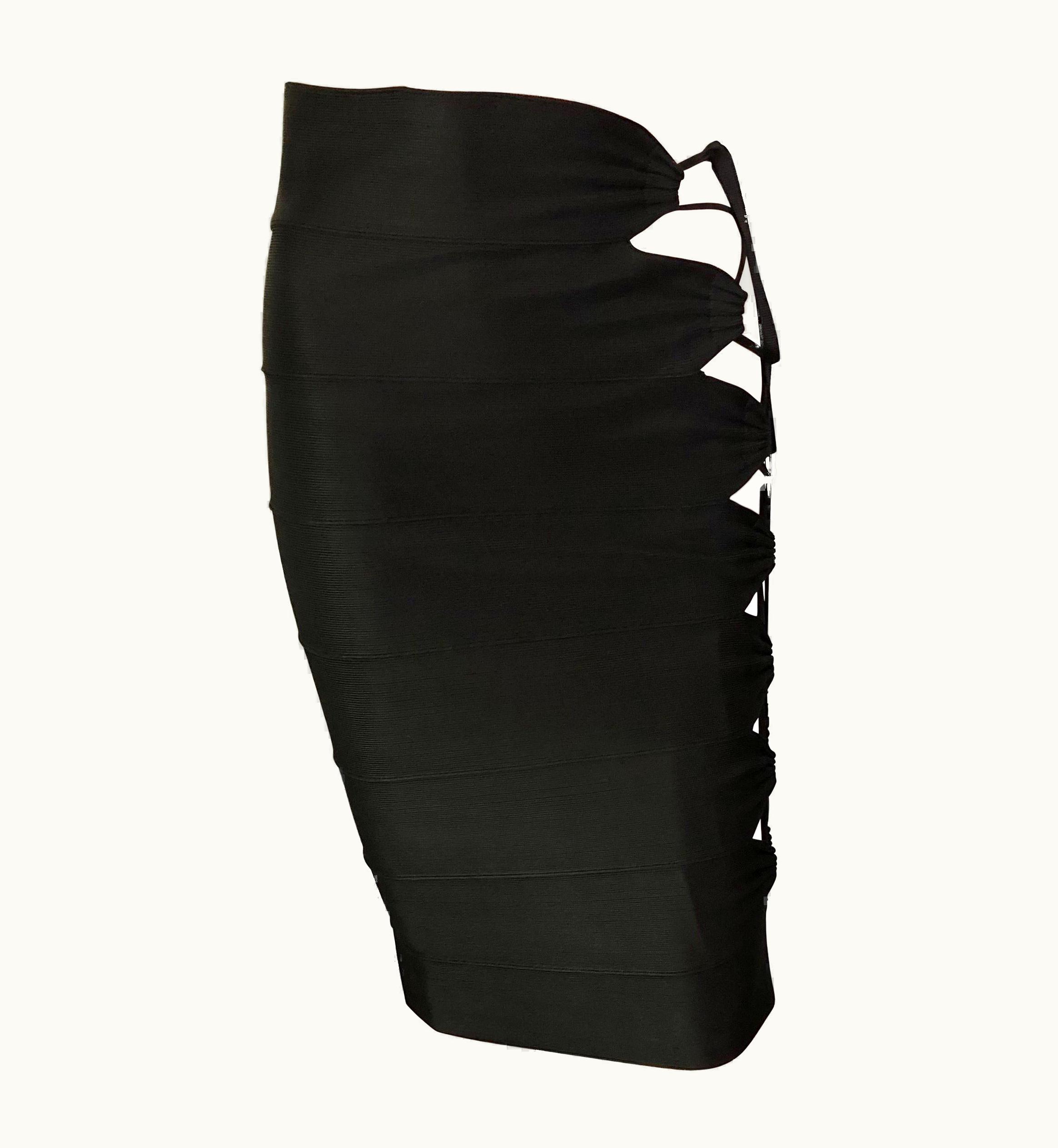 Alaia Azzedine Alaia S/S 1986 Vintage Cutout Lace Up Black Skirt UZ0587712