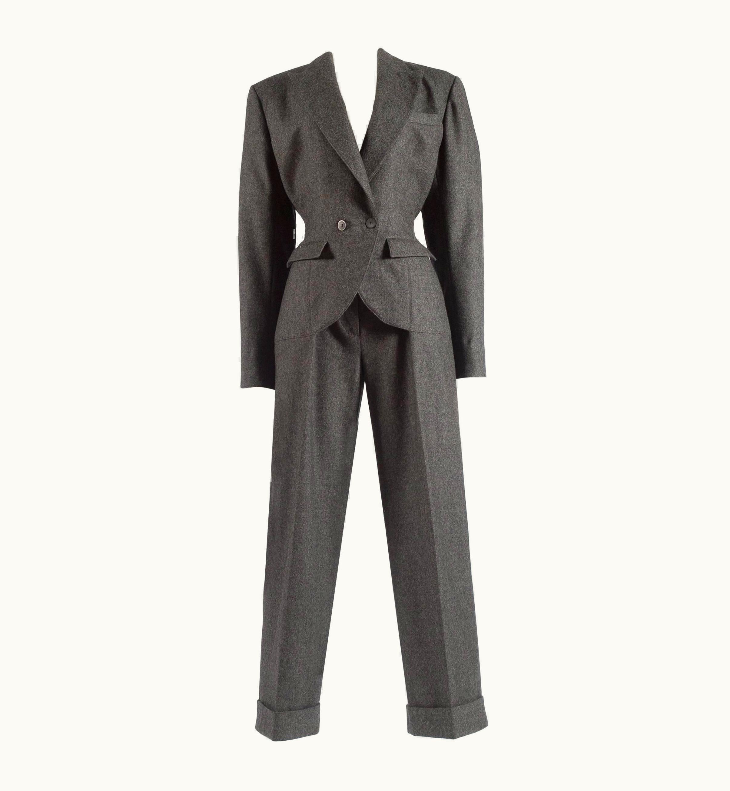 Alaia Azzedine Alaia Charcoal Wool Double Breasted Jumpsuit, AW 1987
