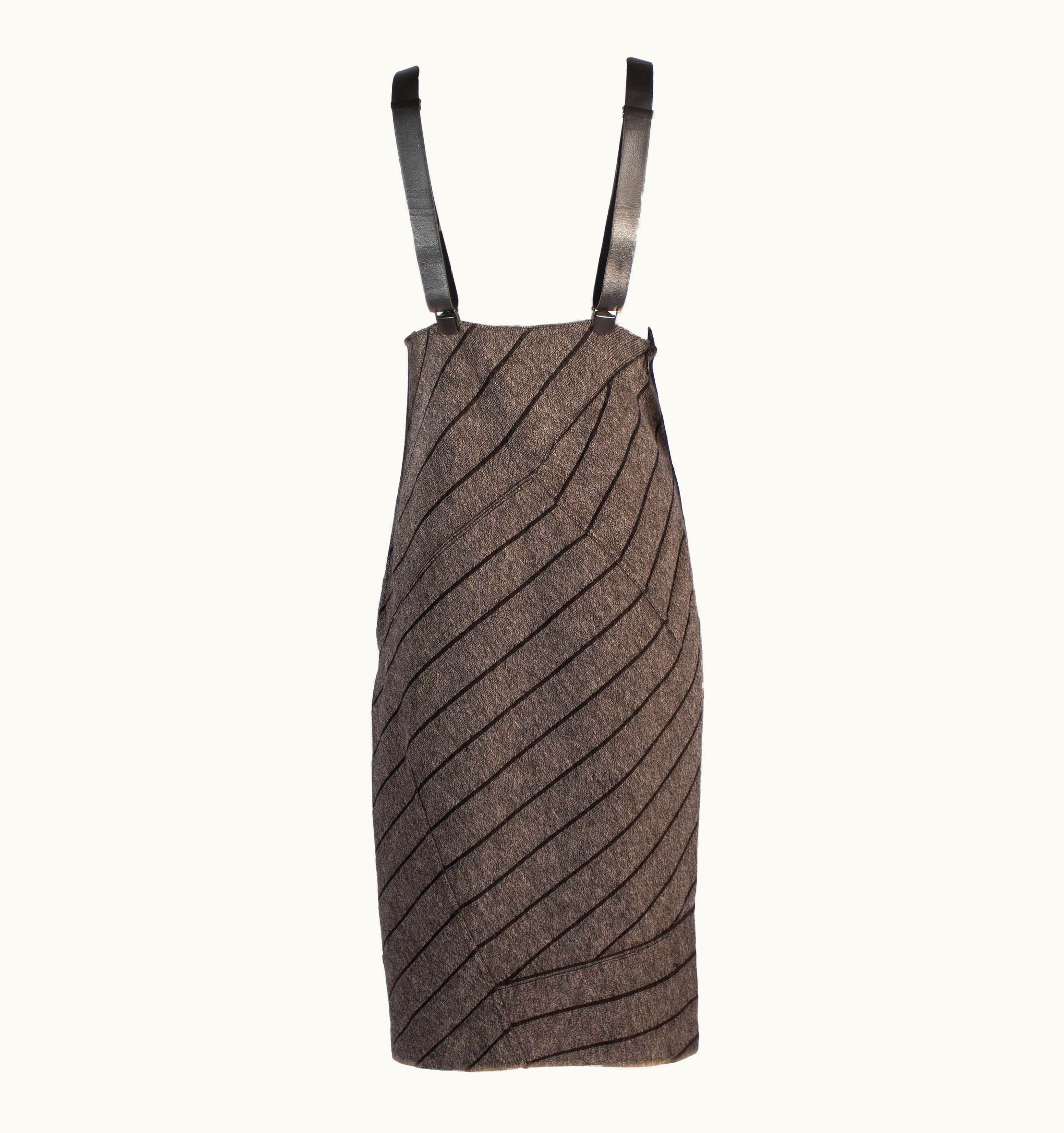 Alaia Azzedine Alaia Knitted Wool Pencil Skirt With Black Leather Harness, A S/S W 1987