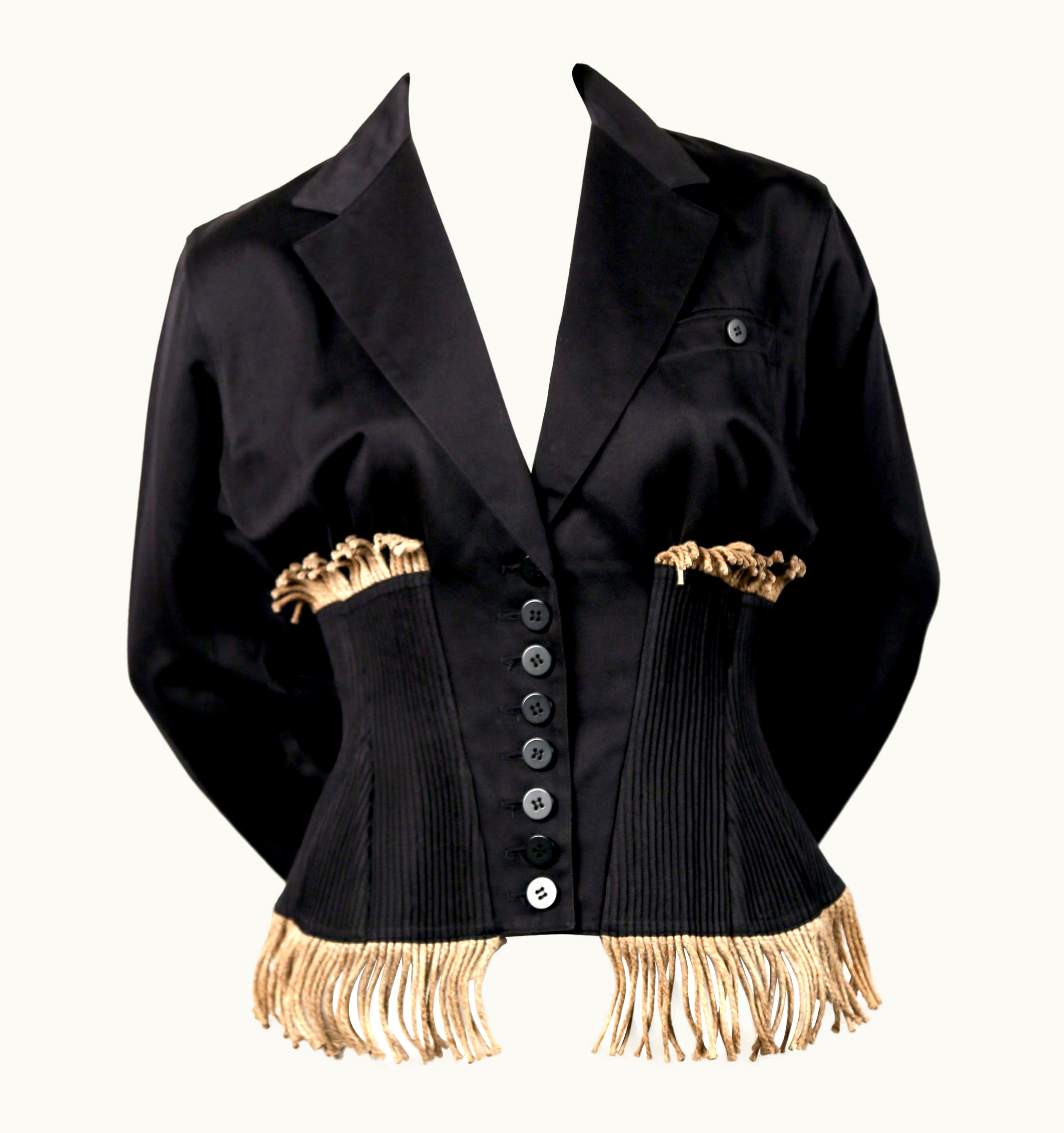 Alaia Azzedine Alaïa Black Cotton Corset Runway Jacket With Rope Detail 1988