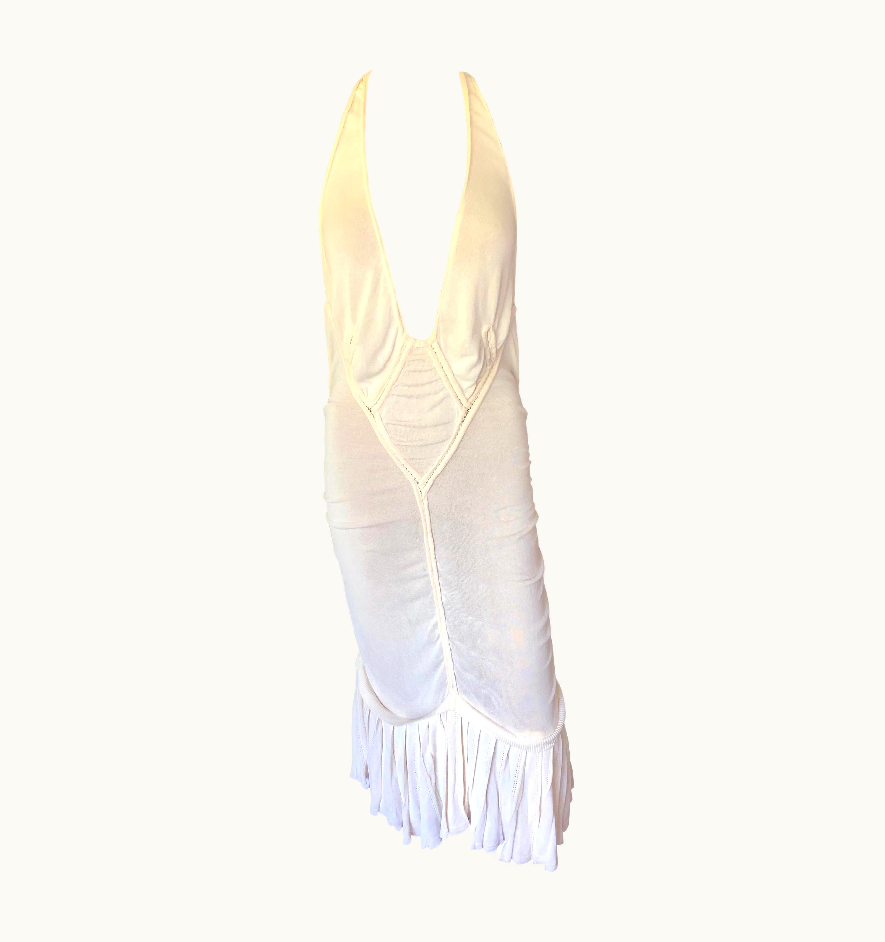 Alaia Azzedine Alaia S/S 1988 Vintage Plunging Semi-Sheer Midi Dress UZ0587730