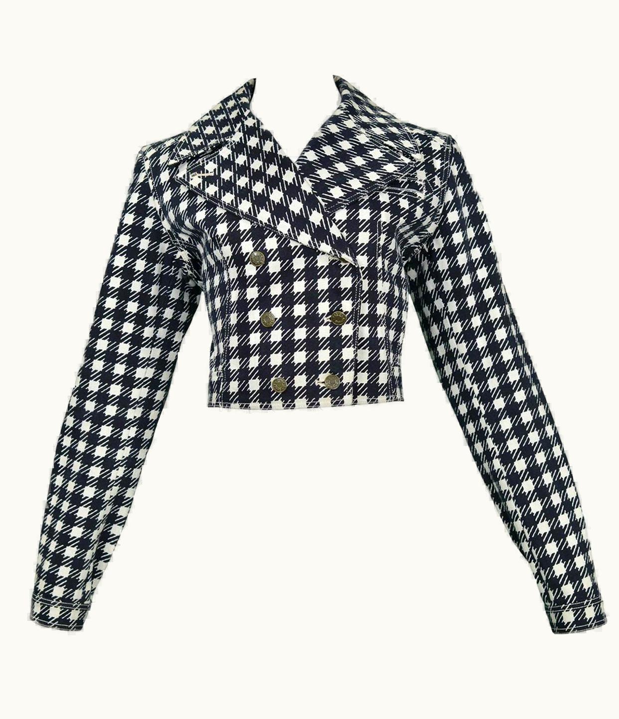Alaia Vintage Iconic Azzedine Alaia 1991 Black & White Denim 'Tati' Jacket