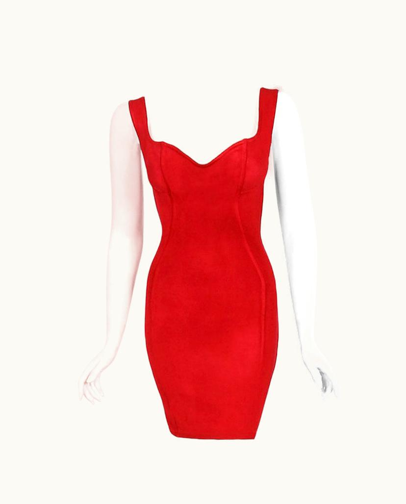 Alaia Vintage 1991 Azzedine Alaia Documented Runway Red Bustier Bodycon Mini Dress