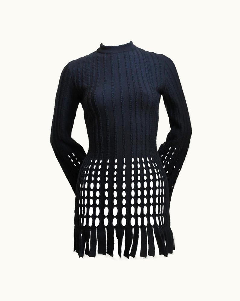 Alaia Azzedine Alaia Black Fringed Mini Dress  1991 UZ0587772