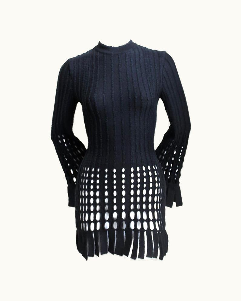 Alaia Azzedine Alaia Black Fringed Mini Dress  1991 UZ0587774