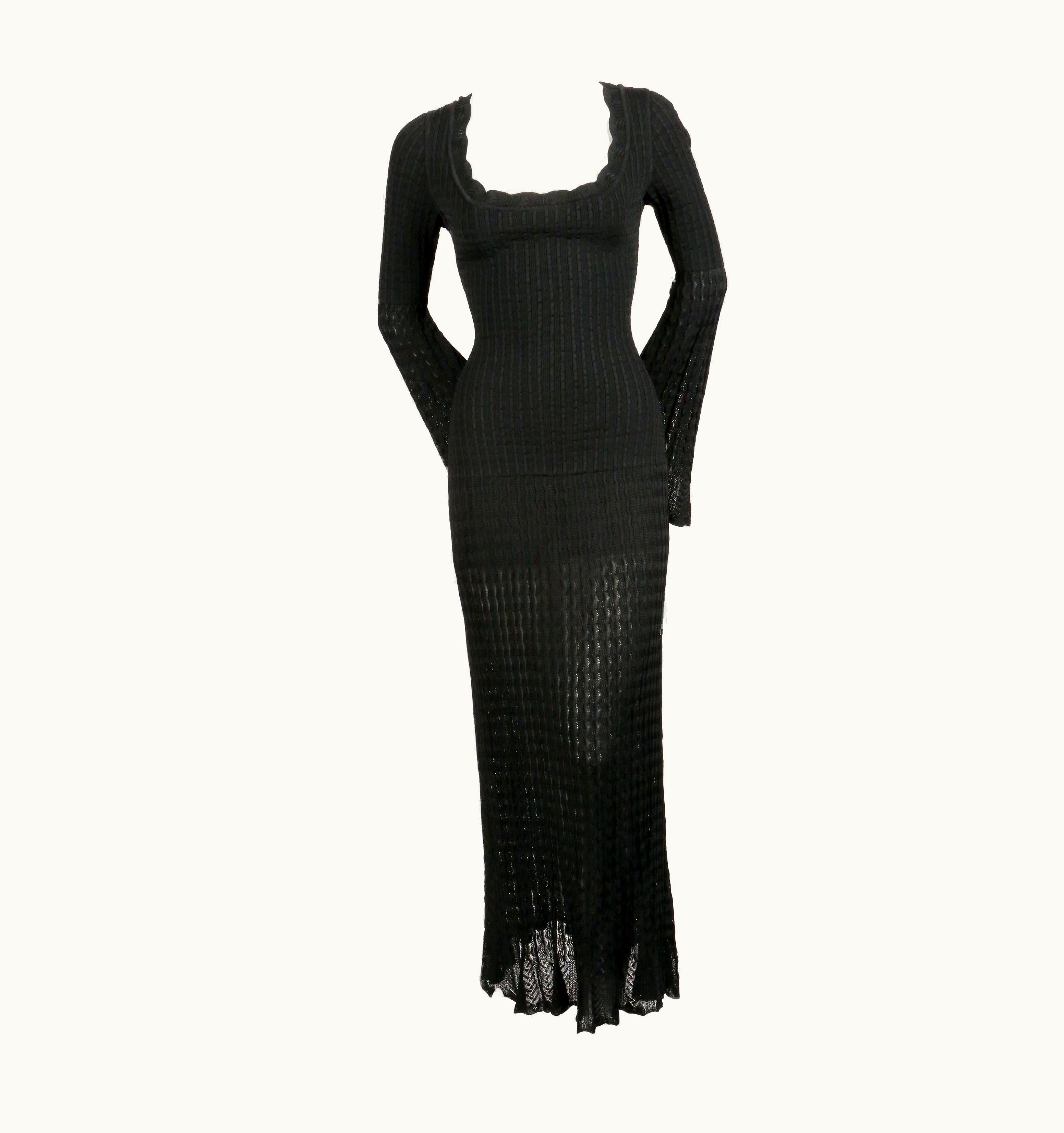Alaia 1992 Azzedine Alaia Black Open Knit Long Dress