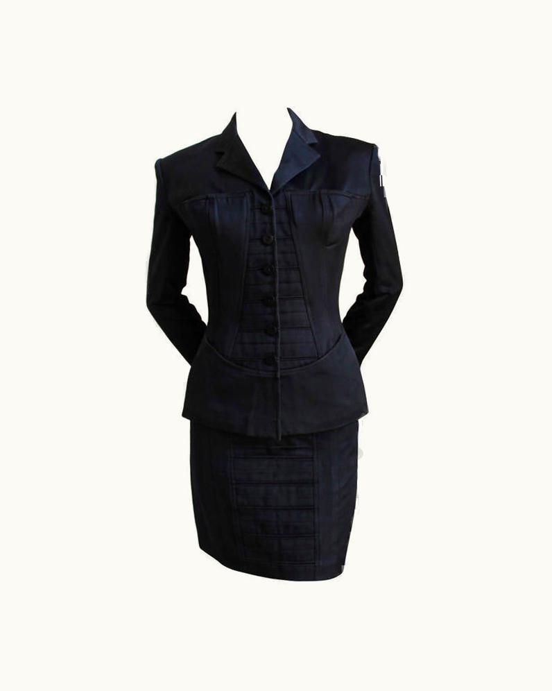 Alaia 1992 Azzedine Alaia Black Structred And Seamed Suit