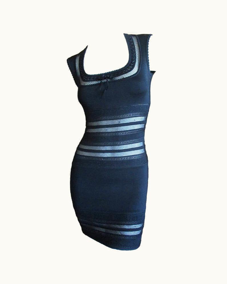 Alaia Azzedine Alaia Rare 1993 Sheer Insert Little Black Mini Dress