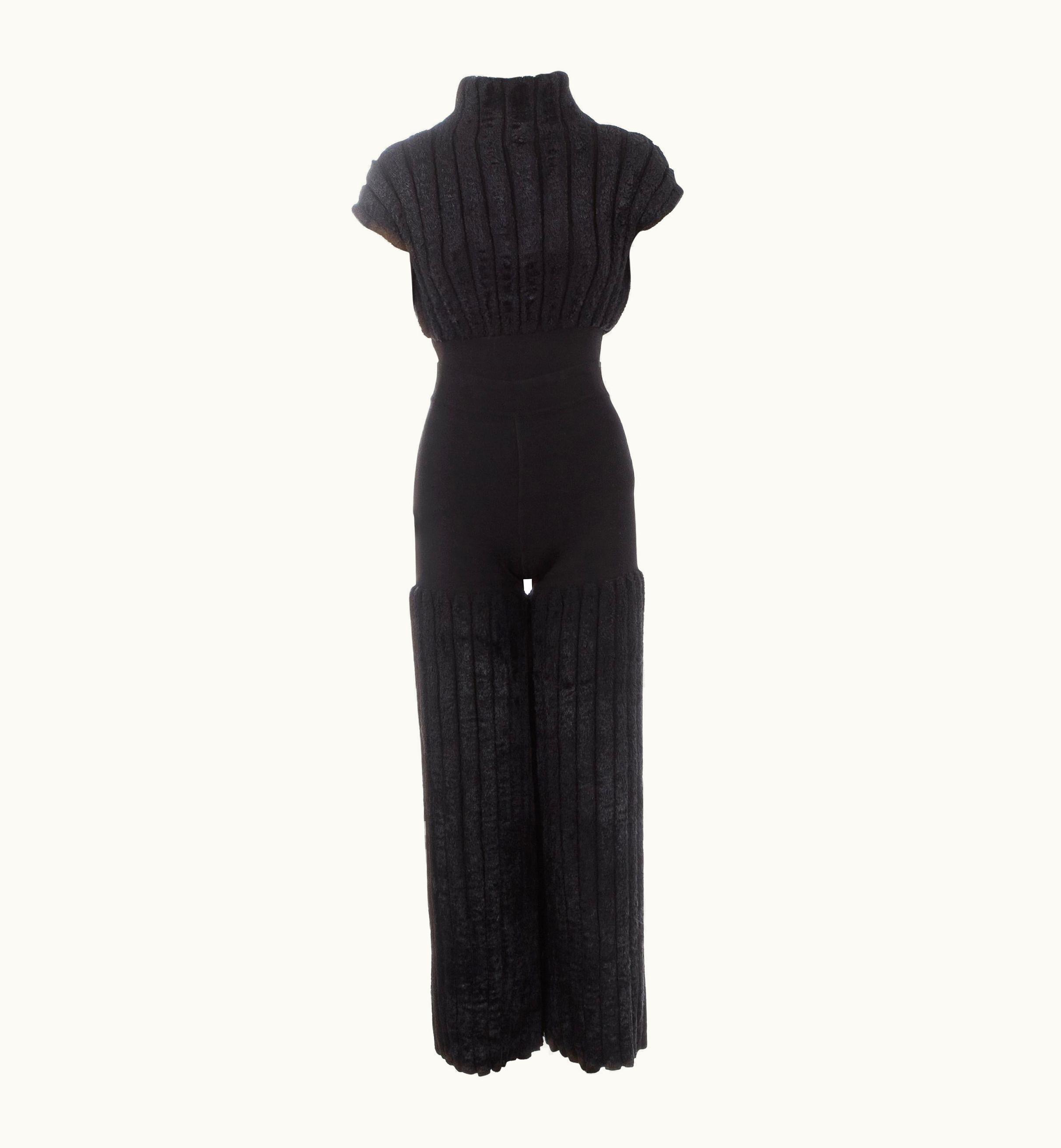 Alaia Azzedine Alaia Black Chenille Pant Suit, S/S 1994