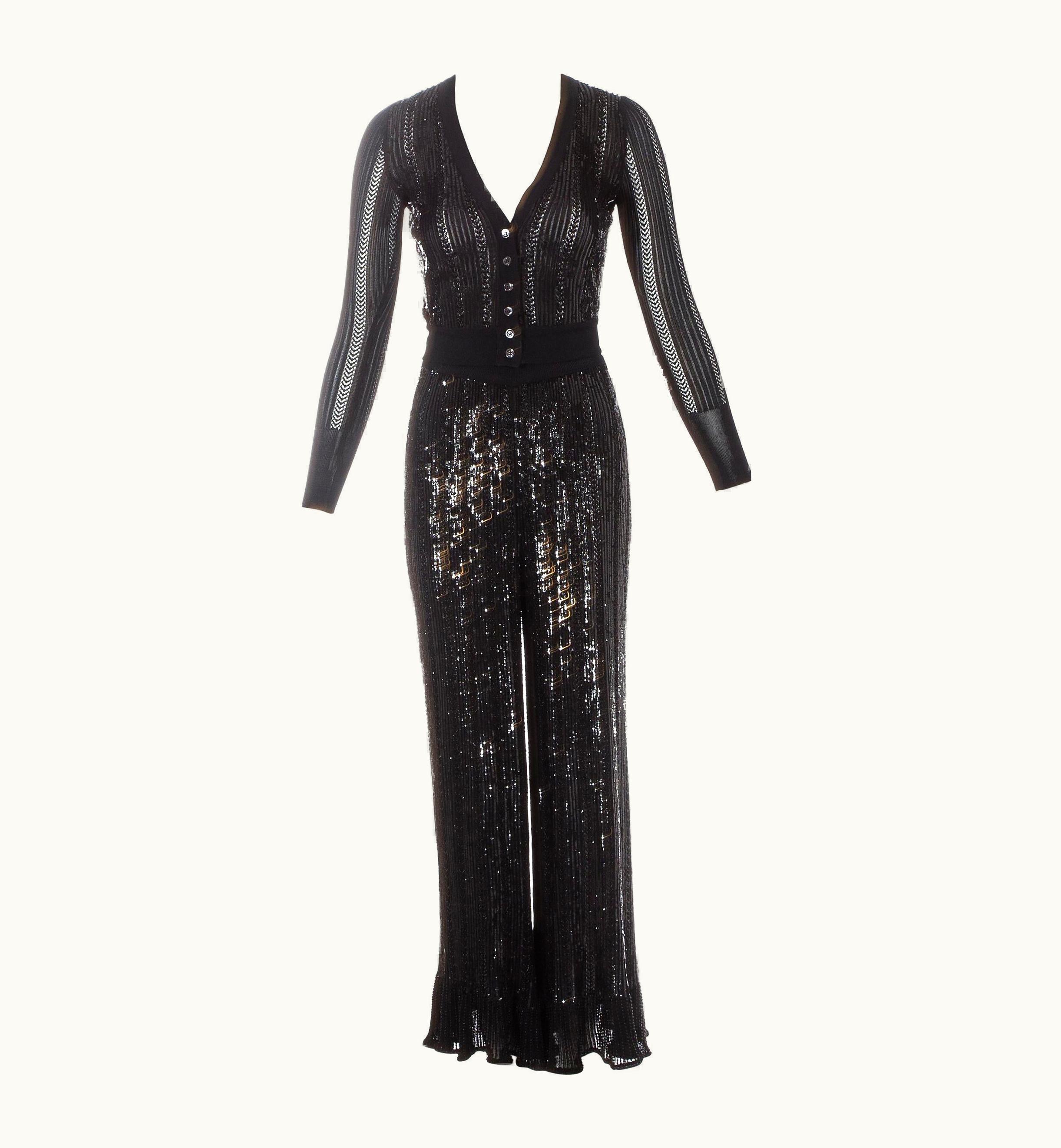 Alaia Azzedine Alaia Black Sequin And Beaded 3-piece Pant Suit, S/S 1996