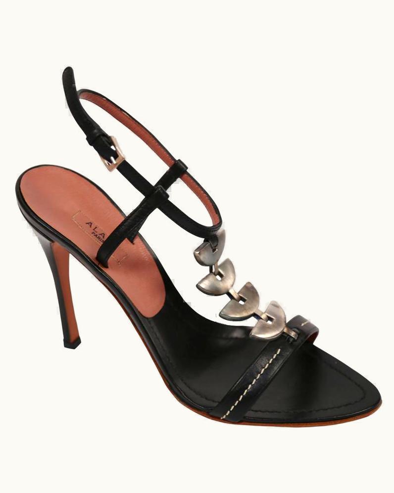 Alaia Unworn Azzedine Alaia Black Leather Heels With Silver Hardware