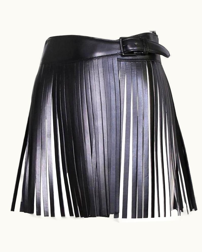 Alaia Iconic Alaia Black Leather Fringe Belt Ca 2001