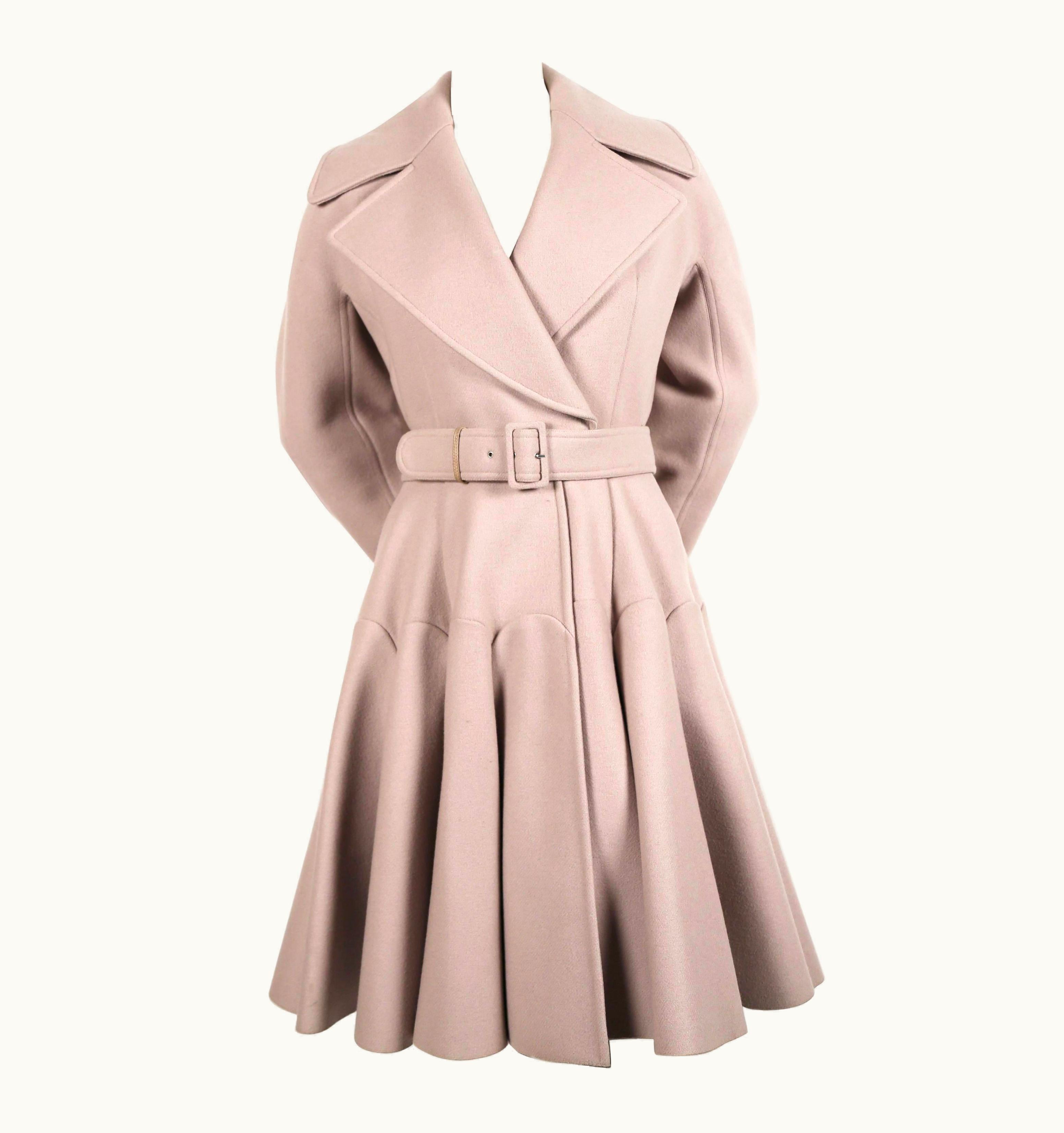 Alaia Azzedine Alaia Oyster Wool Coat With Flared Skirt