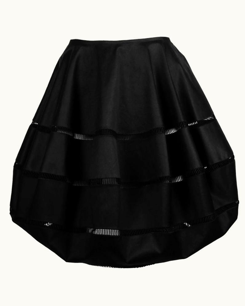 Alaia Azzedine Alaia Polished Cotton Black Bubble Skirt With Embroidered Cut Outs