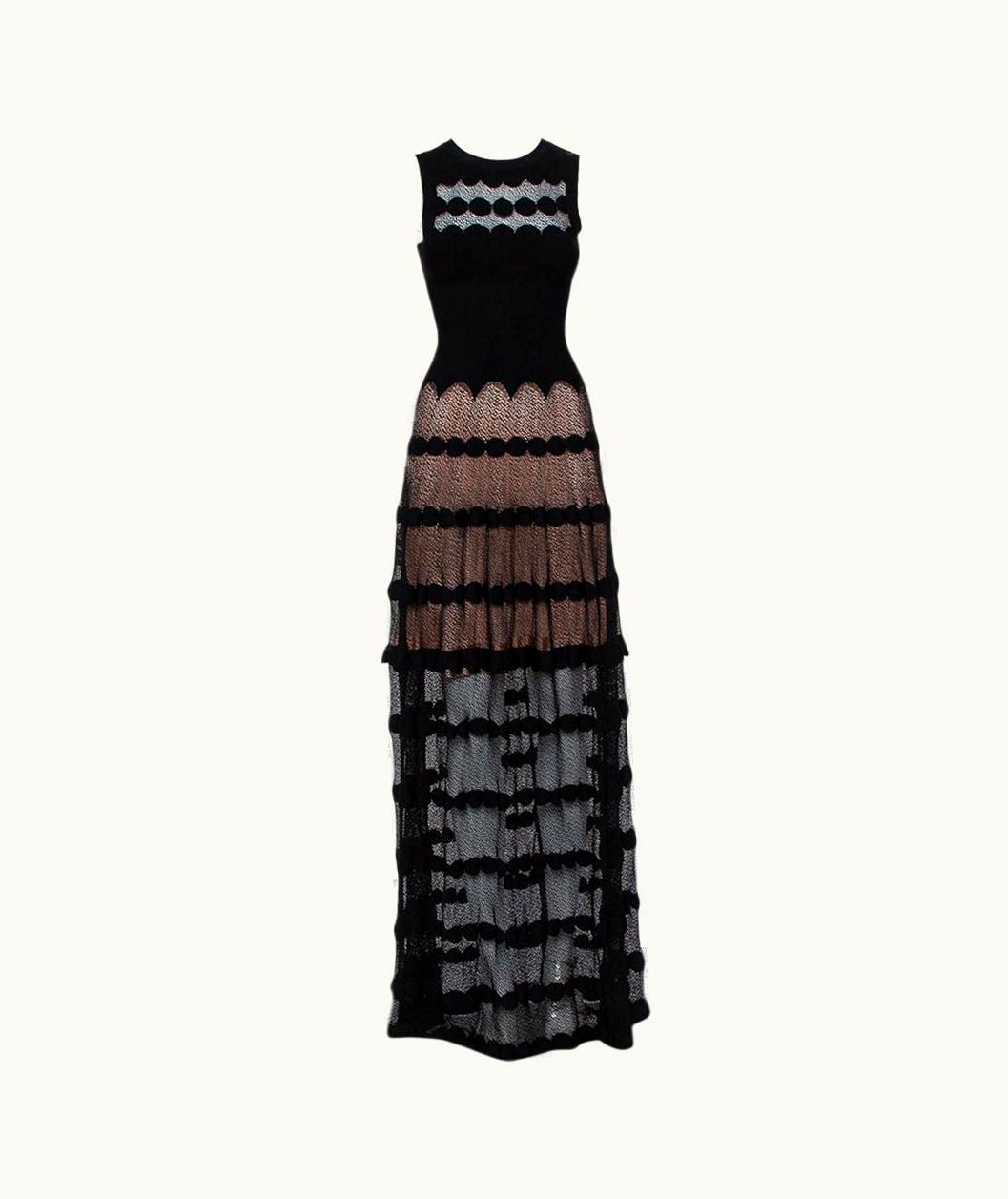 Alaia Alaia Black Perforated Knit Sleeveless Maxi Dress UZ0587869