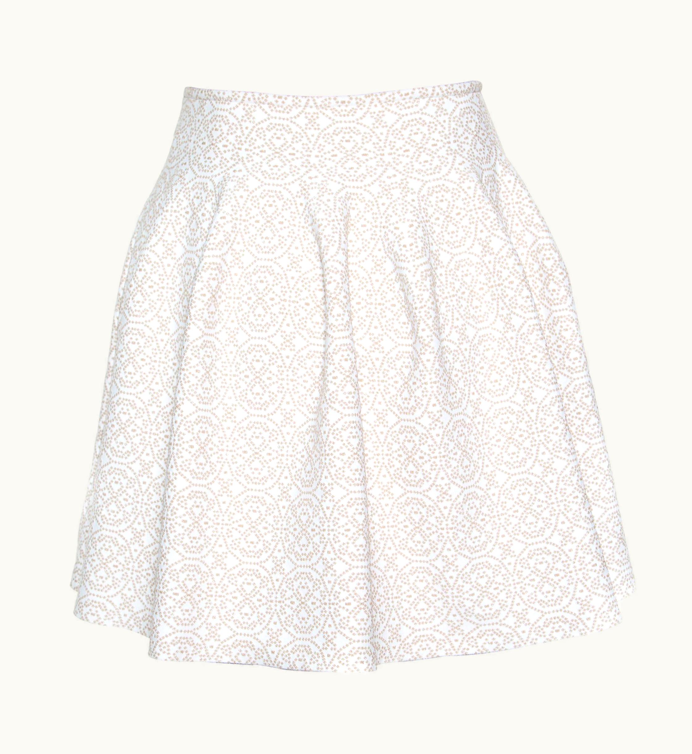 Alaia Alaia Beige Lurex Jacquard Patterned High Waist Mini Skirt