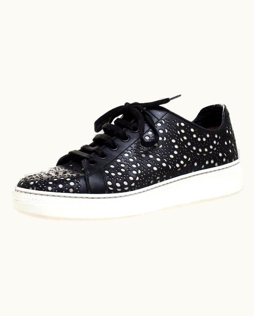 Alaia Alaia Black Laser Cut Leather Low Top Sneakers
