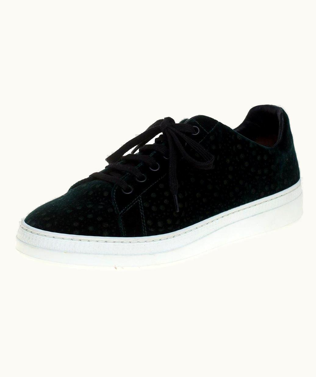 Alaia Alaia Green Laser Print Suede Low Top Sneakers