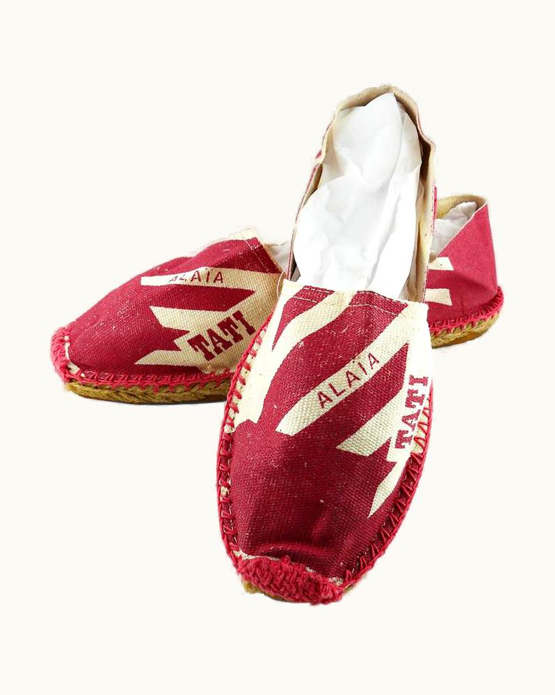 Alaia Alaia Vintage Iconic Pink And Off-white Canvas Espadrilles Rare (fr)